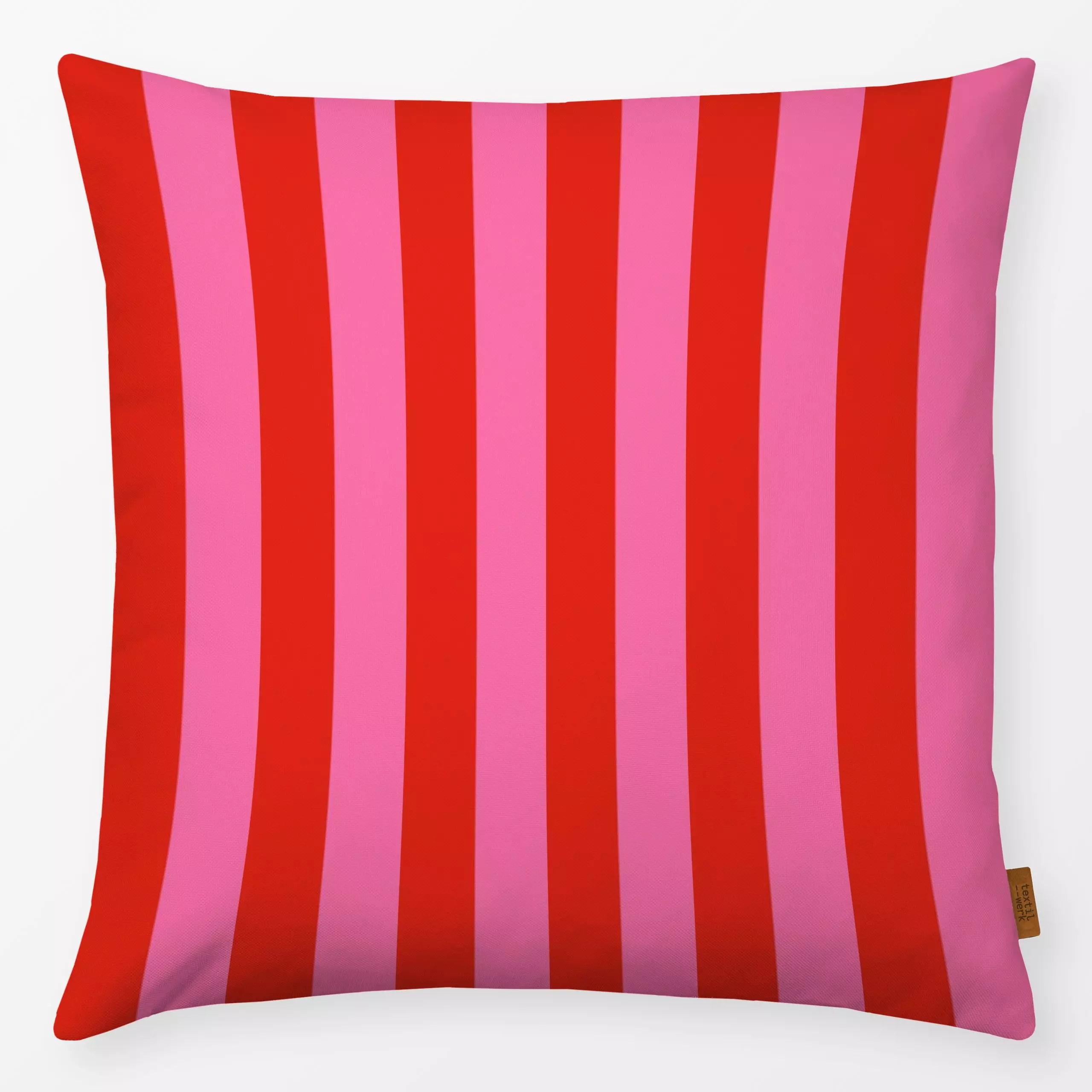 Kissen Stripes Red Pink - Sommer, Symbole & Muster - von „textilwerk"; Illustration, Sommer, trend, rot, bunt, Herz, geschen...