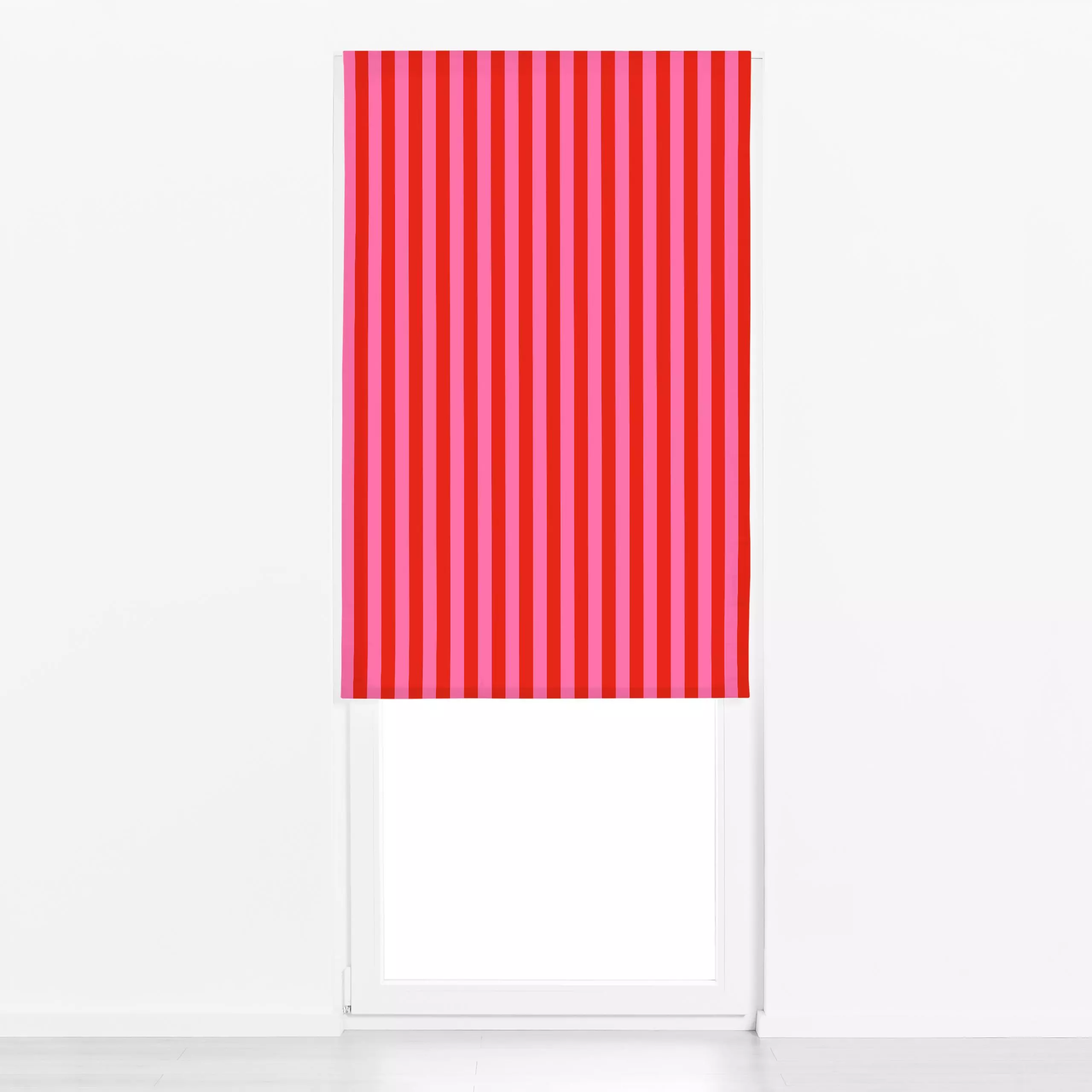 Raffrollo Stripes Red Pink - Sommer, Symbole & Muster - von „textilwerk"; Illustration, Sommer, trend, rot, bunt, Herz, gesc...