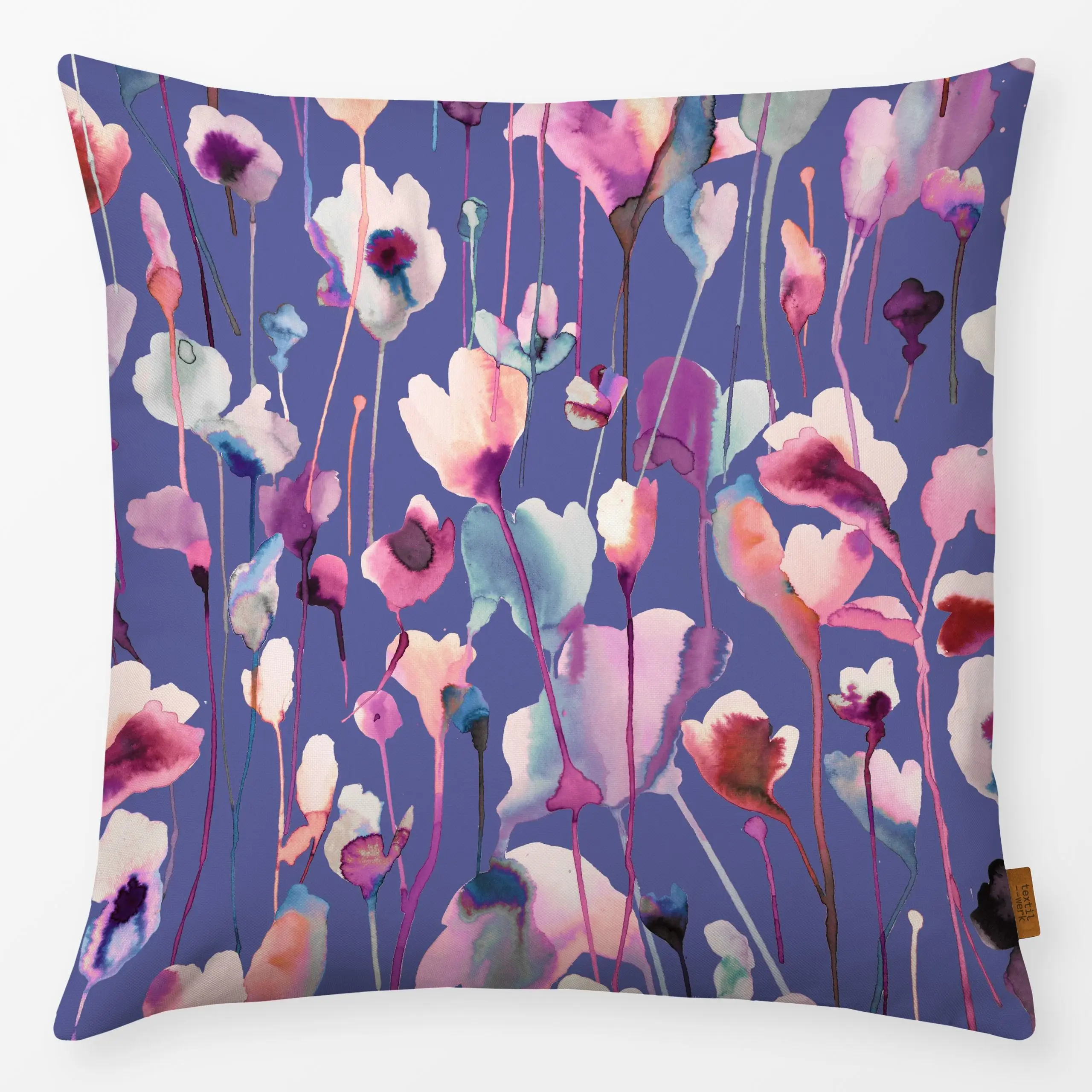 Kissen Aquarell Wild Flowers Lilac - Blumen & Florales, Frühling - von „Ninola Design "; Blumen, Sommer, pink, florale, Frue...