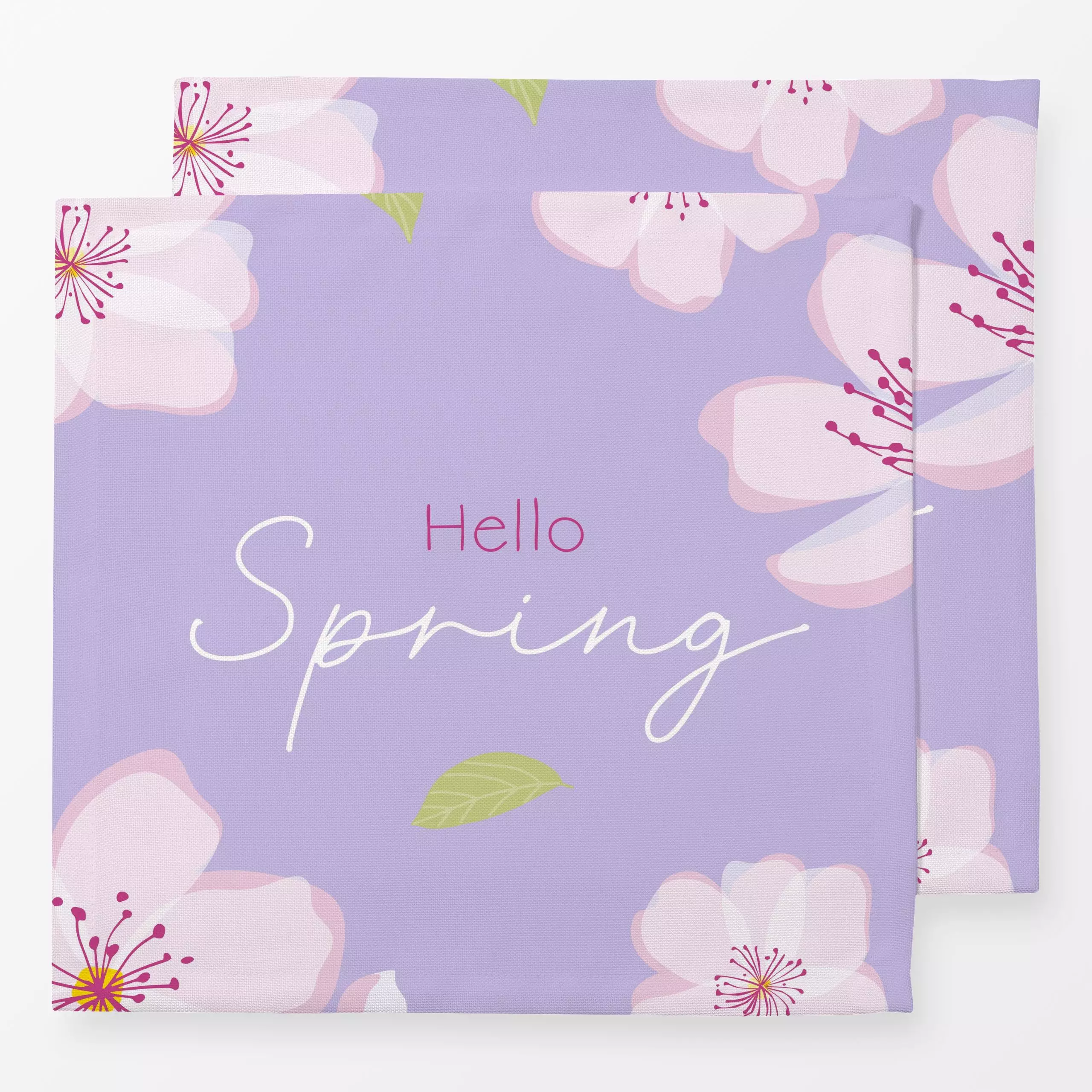 Servietten Hello Spring lila - Blumen & Florales, Frühling, Ostern - von „Carolin Vonhoff"; rosa, Blätter, Blüten, Ostern, t...