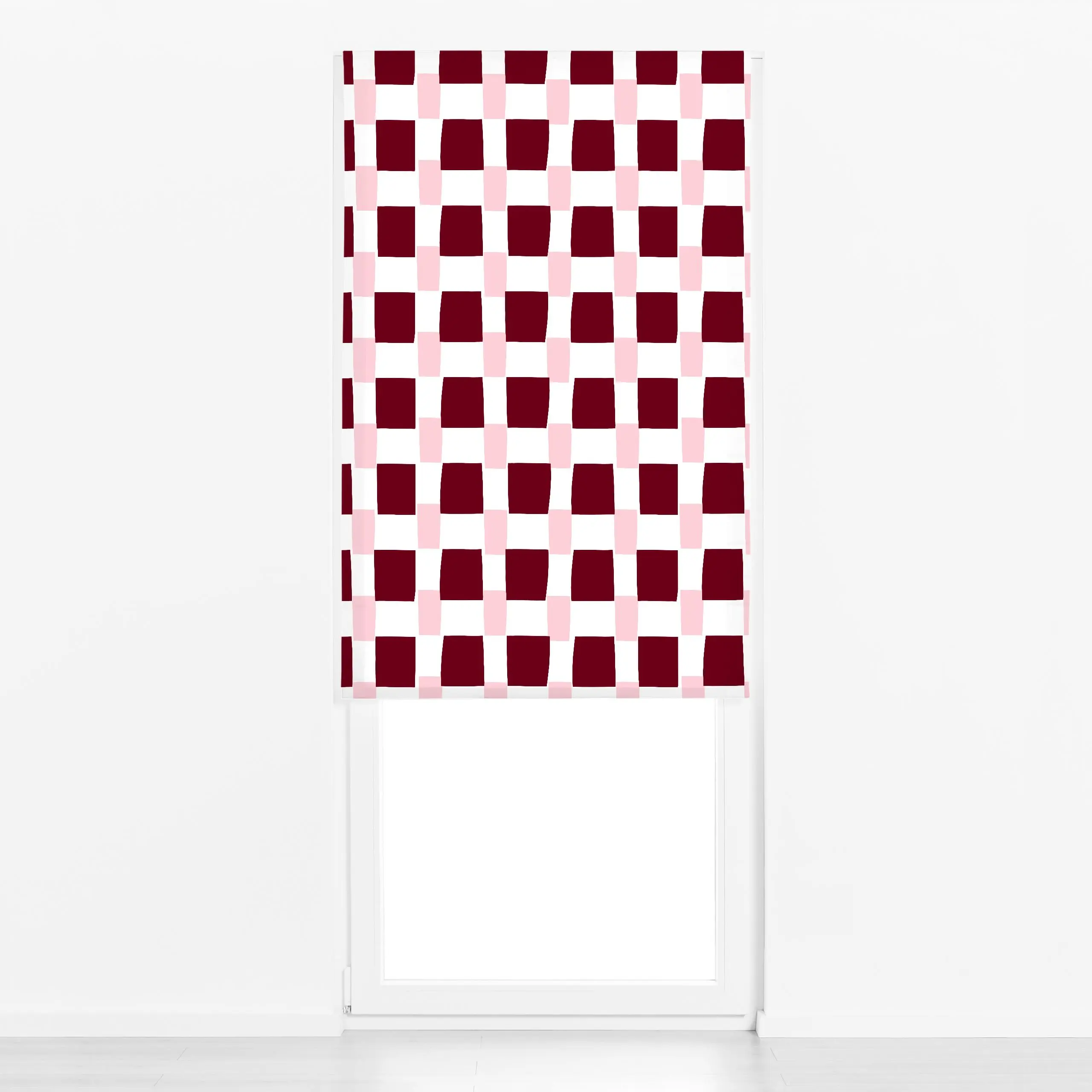 Raffrollo Karo Blush & Beerenrot - Frühling, Symbole & Muster - von „Lisa Jasmin Bauer"; trend, Karo, minimalistisch, Fruehl...
