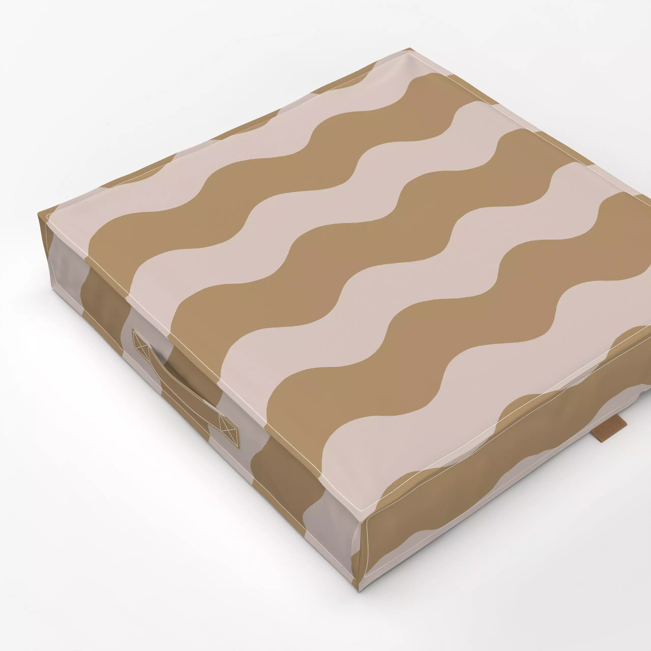 Bodenkissen Große Wellen Beige - Symbole & Muster - von „Studio Kesse“; Linien, Streifen, Sand, beige, wellen, gestreift, co...