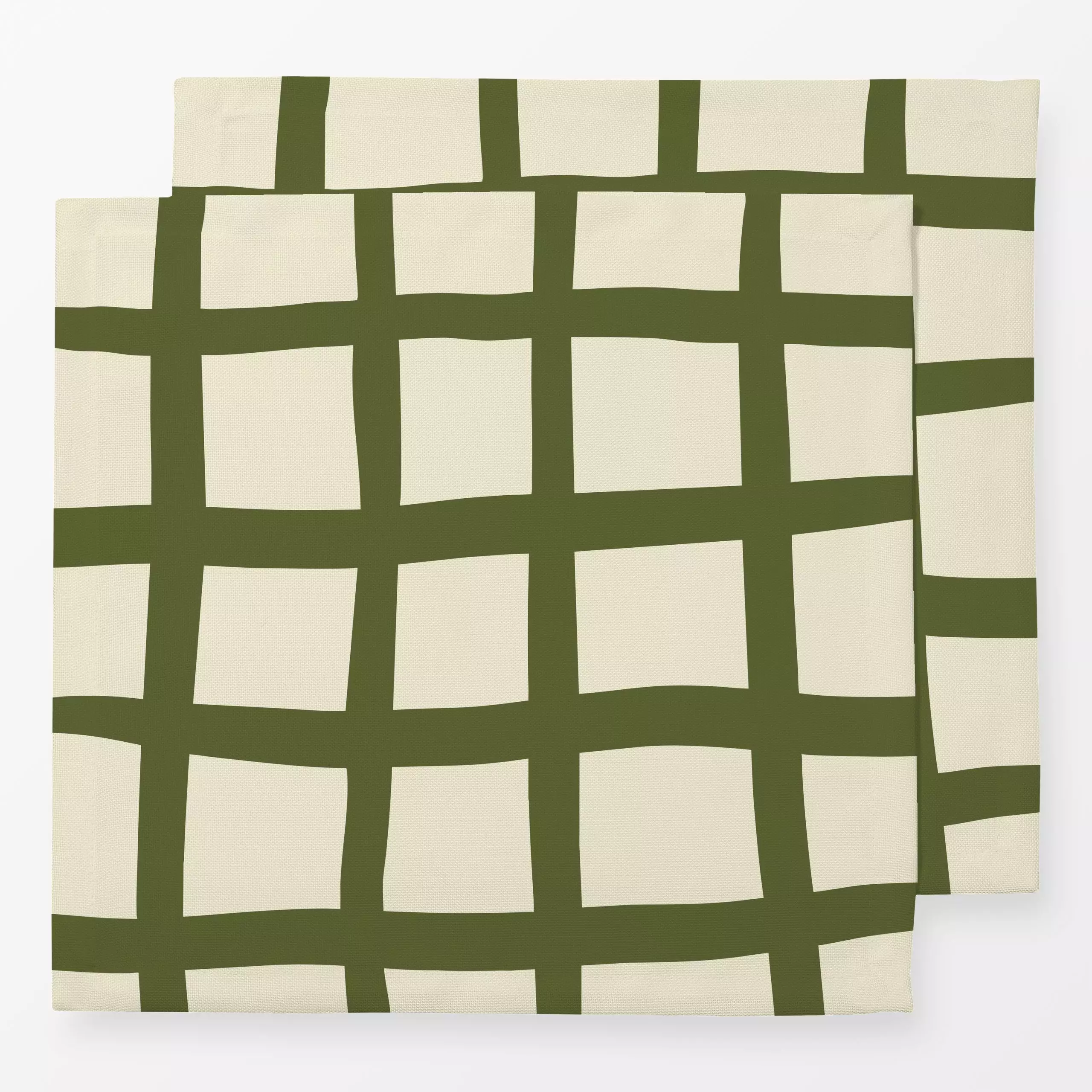 Servietten Gitter Beige Green - Sommer, Symbole & Muster - von „textilwerk"; Muster, Sommer, grid, gitter, summer, pattern, ...