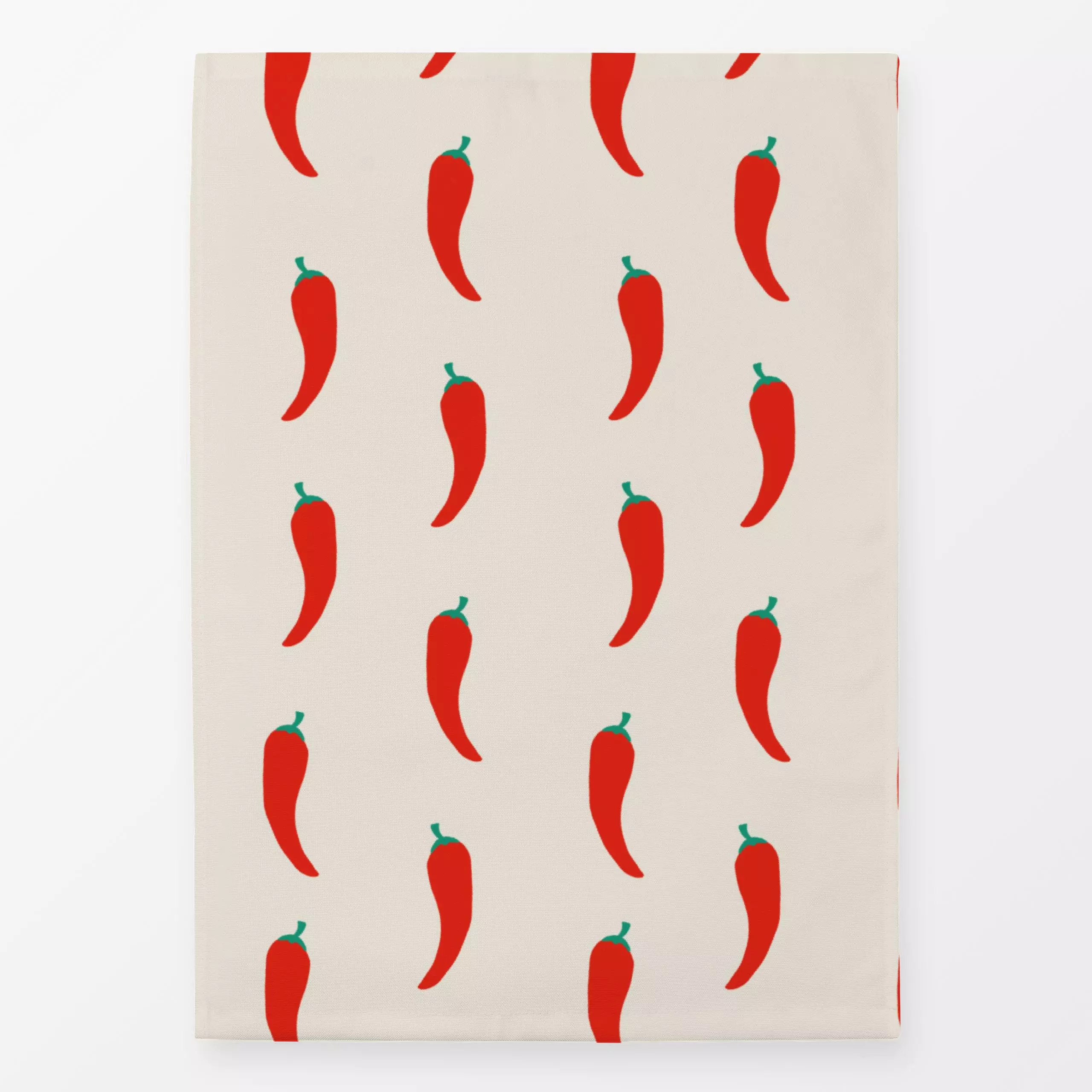 Geschirrtücher Chilli Pattern Beige - Sommer, Symbole & Muster, Gemüse - von „textilwerk"; Illustration, Sommer, trend, rot,...
