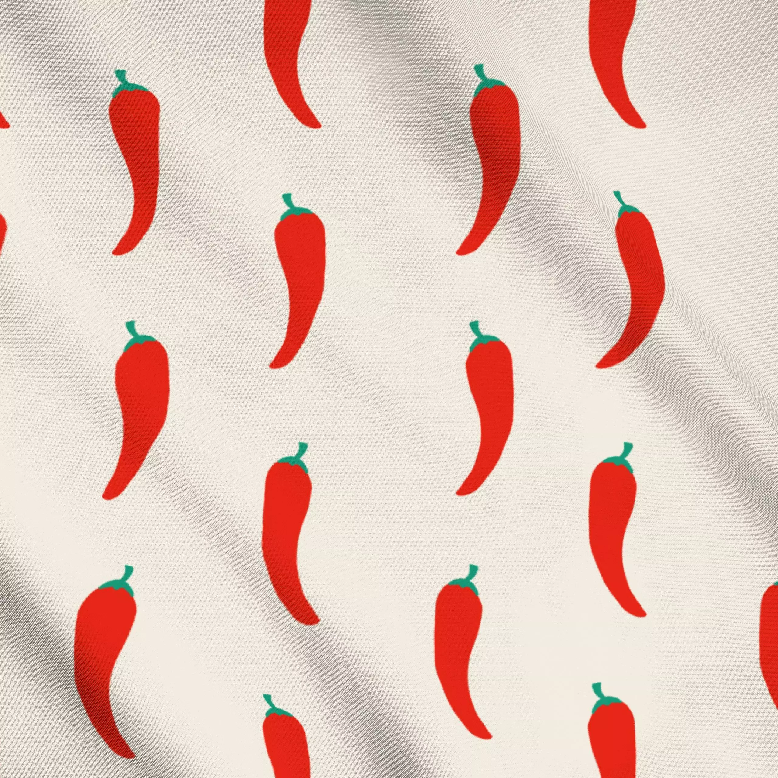 Meterware Chilli Pattern Beige - Sommer, Symbole & Muster, Gemüse - von „textilwerk"; Illustration, Sommer, trend, rot, bunt...