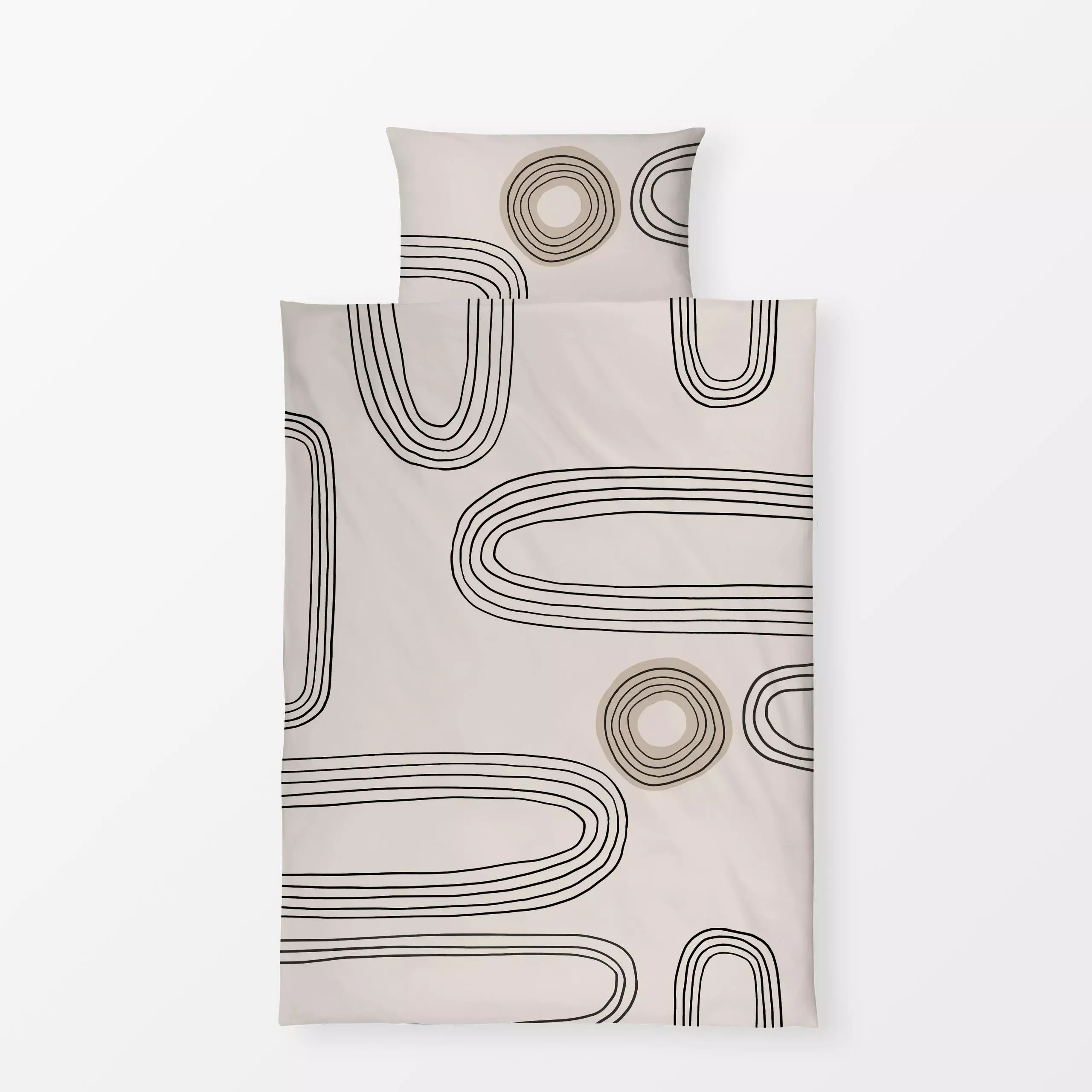 Bettwäsche Lines and Circles - Symbole & Muster - von „Studio Kesse"; boho, Linien, abstrakt, Punkte, Retro, Kreise, Scandi,...