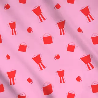 Meterware Coffee and Tea Pattern Pink