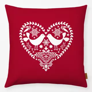 Kissen Folk Art Xmas Heart Red