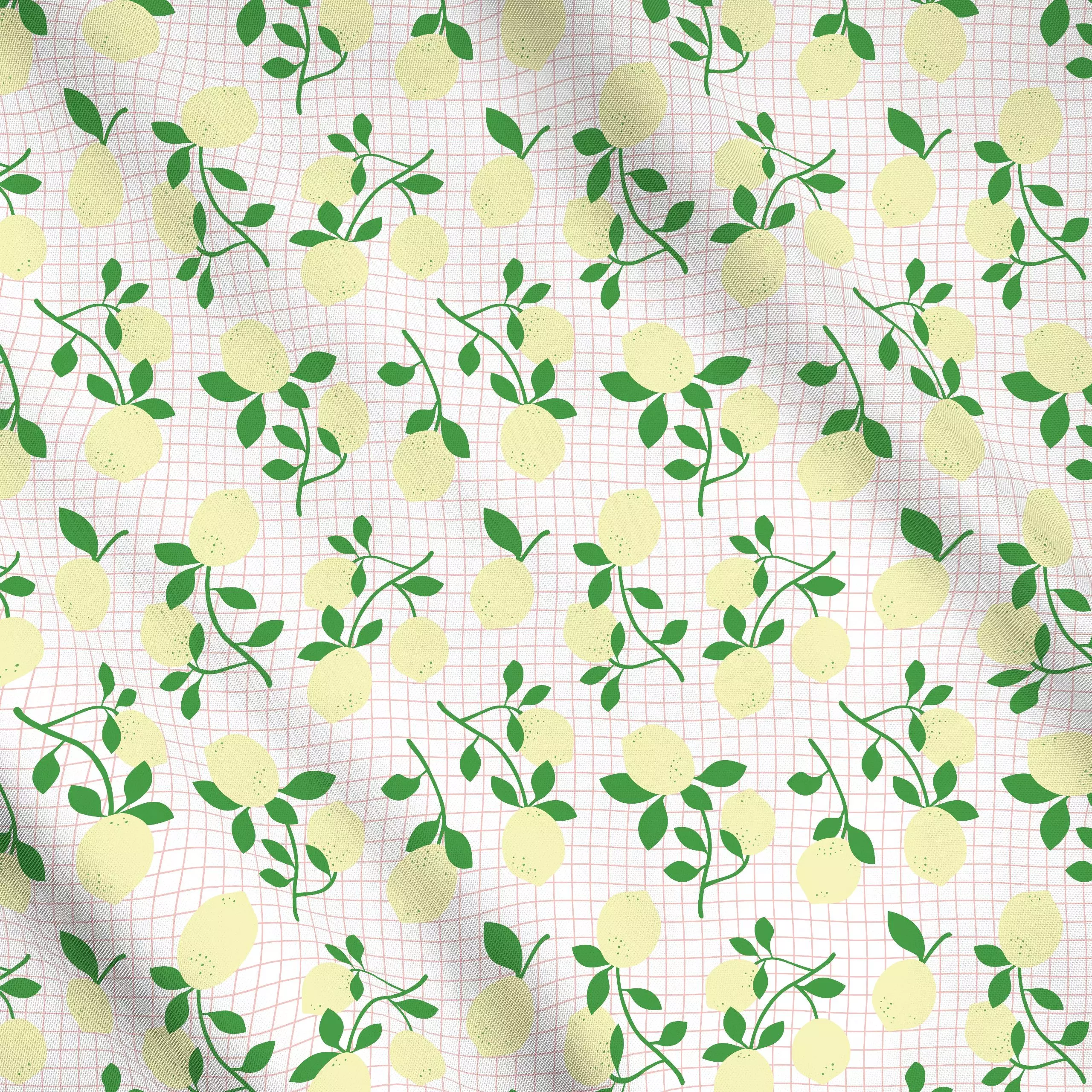 Meterware Limoni - Blumen & Florales, Sommer - von „Karen Menzenbach"; Garten, Zitrone, Sommer, mediterran, Karo, gelb, kari...