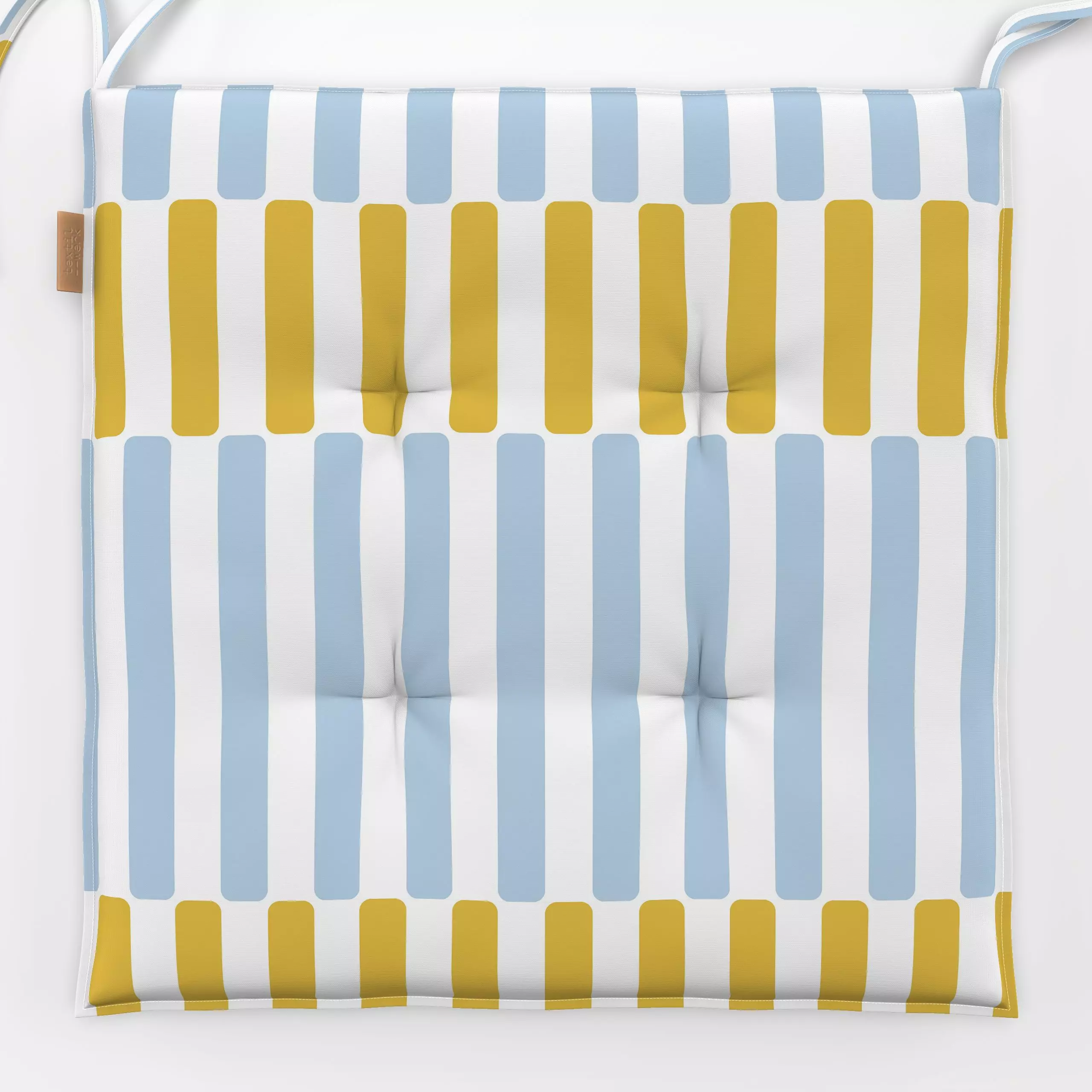 Sitzkissen Runde Steifen blau gelb - Symbole & Muster - von „Katrin Graff"; Streifen, Kinderzimmer, gelb, frisch, gestreift,...
