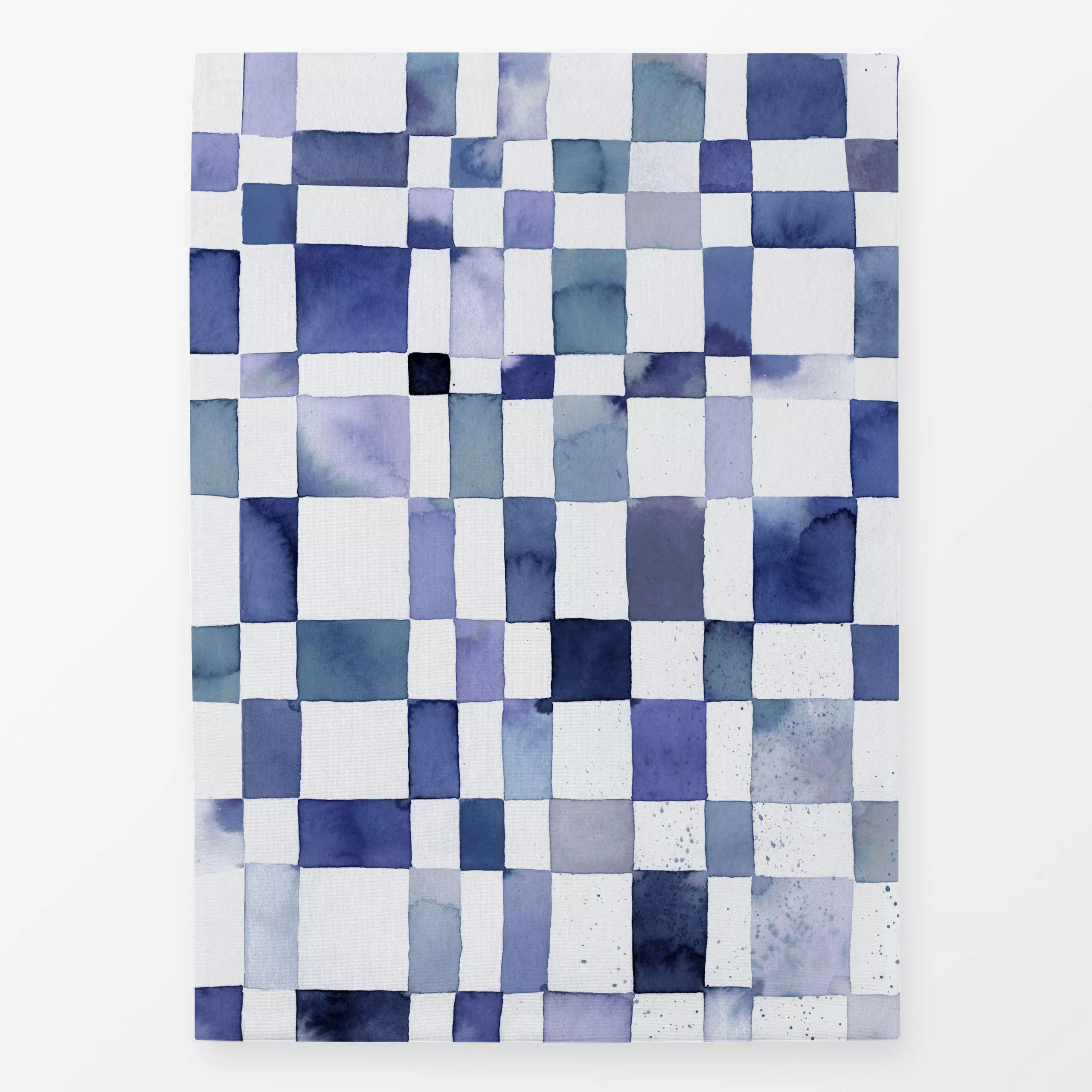 Geschirrtücher Watercolor Checker Indigo - Sommer, Symbole & Muster - von „Ninola Design "; Aquarell, Kissen, Geometrisch, M...