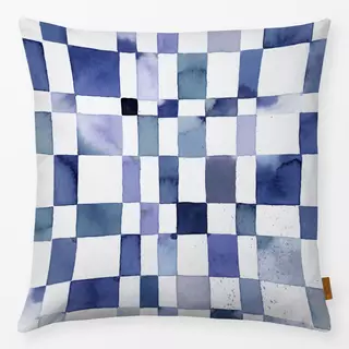 Kissen Watercolor Checker Indigo