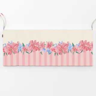 Bankauflage Blumenborte weiß rosa