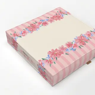 Bodenkissen Blumenborte weiß rosa