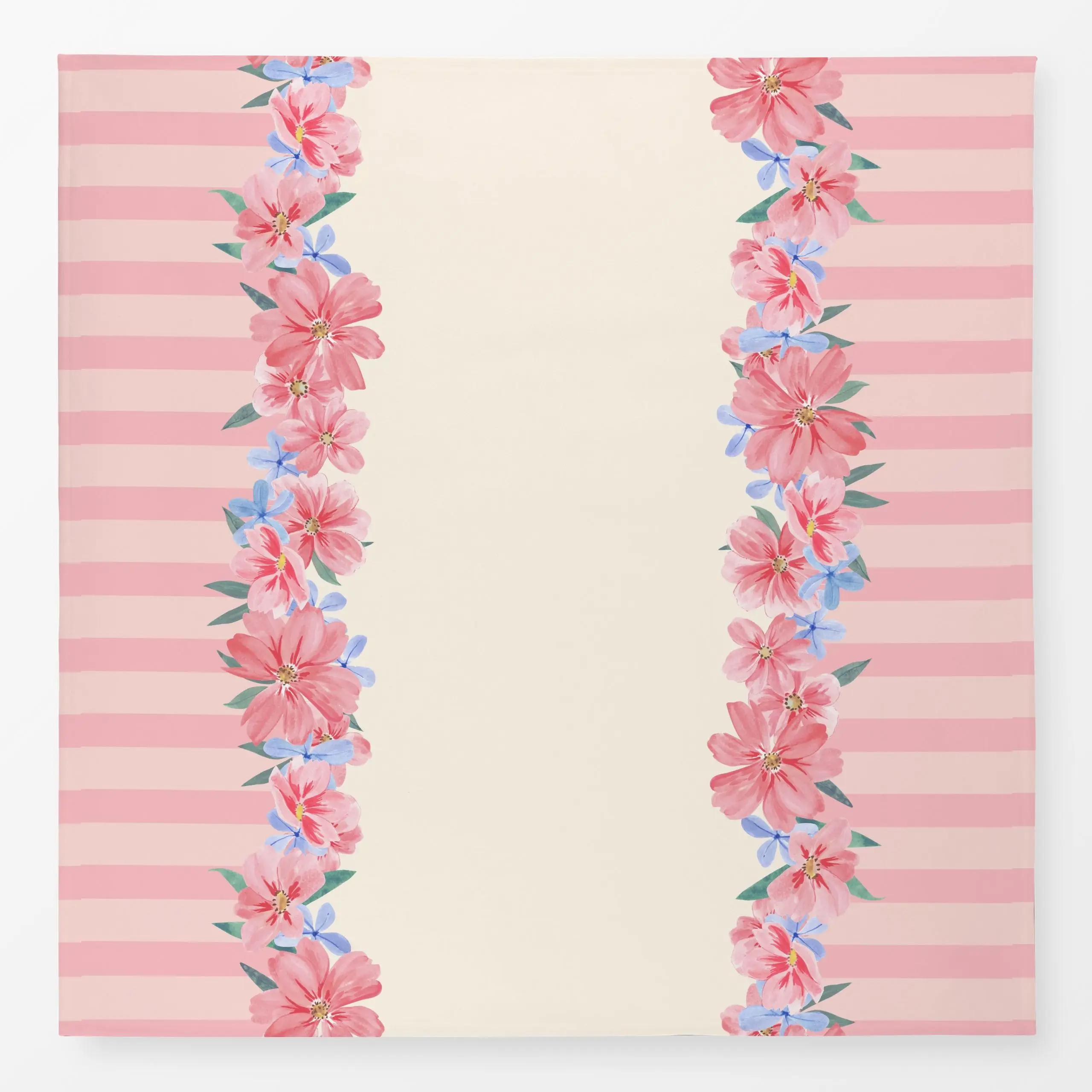 Tischdecke Blumenborte weiß rosa, Blumen, gemustert, Frühling, von Katrin Graff