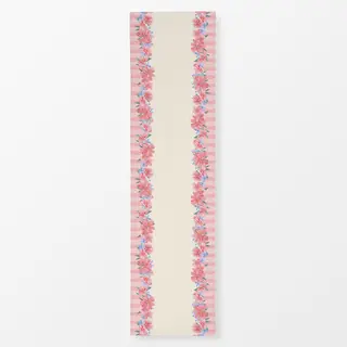 Tischläufer Blumenborte weiß rosa