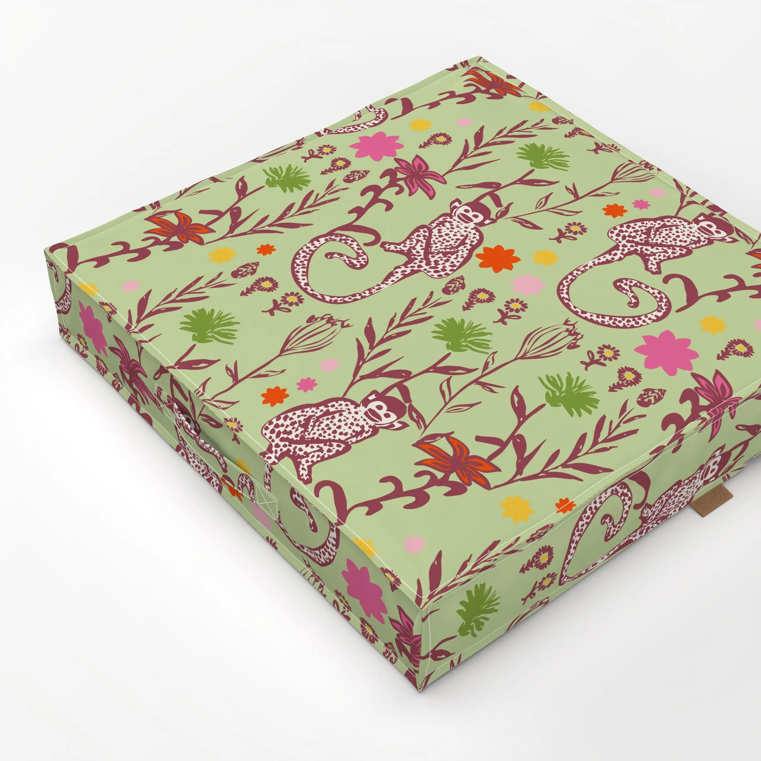 Bodenkissen Monkey Green - Blumen & Florales, Sommer, Tiere - von „Patries Elisabeth"; Affe, Wildtiere, tropisch, tropical, ...