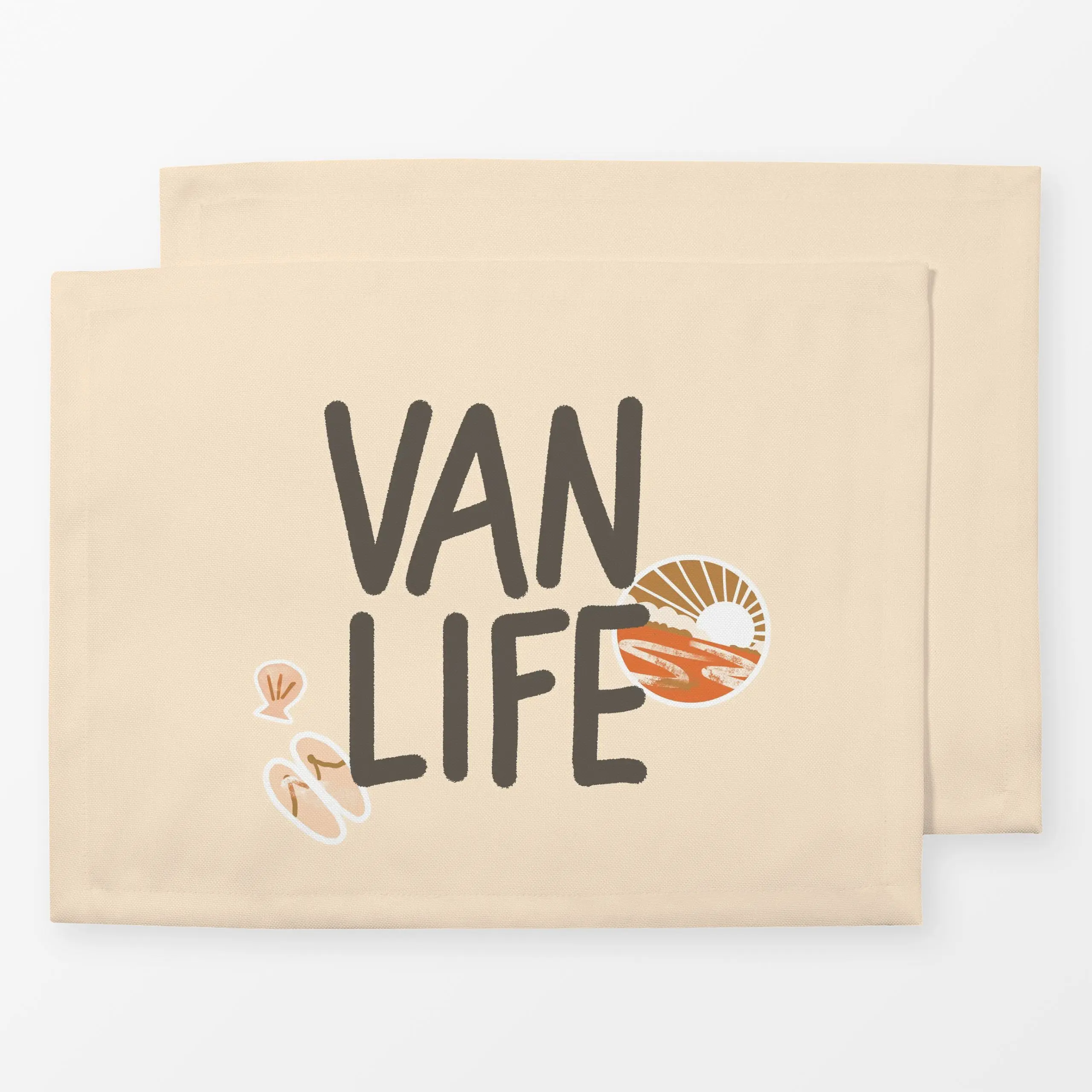 Tischset Van Life Beige, tropisch, Spruch, Sommer, von Janna Schipper