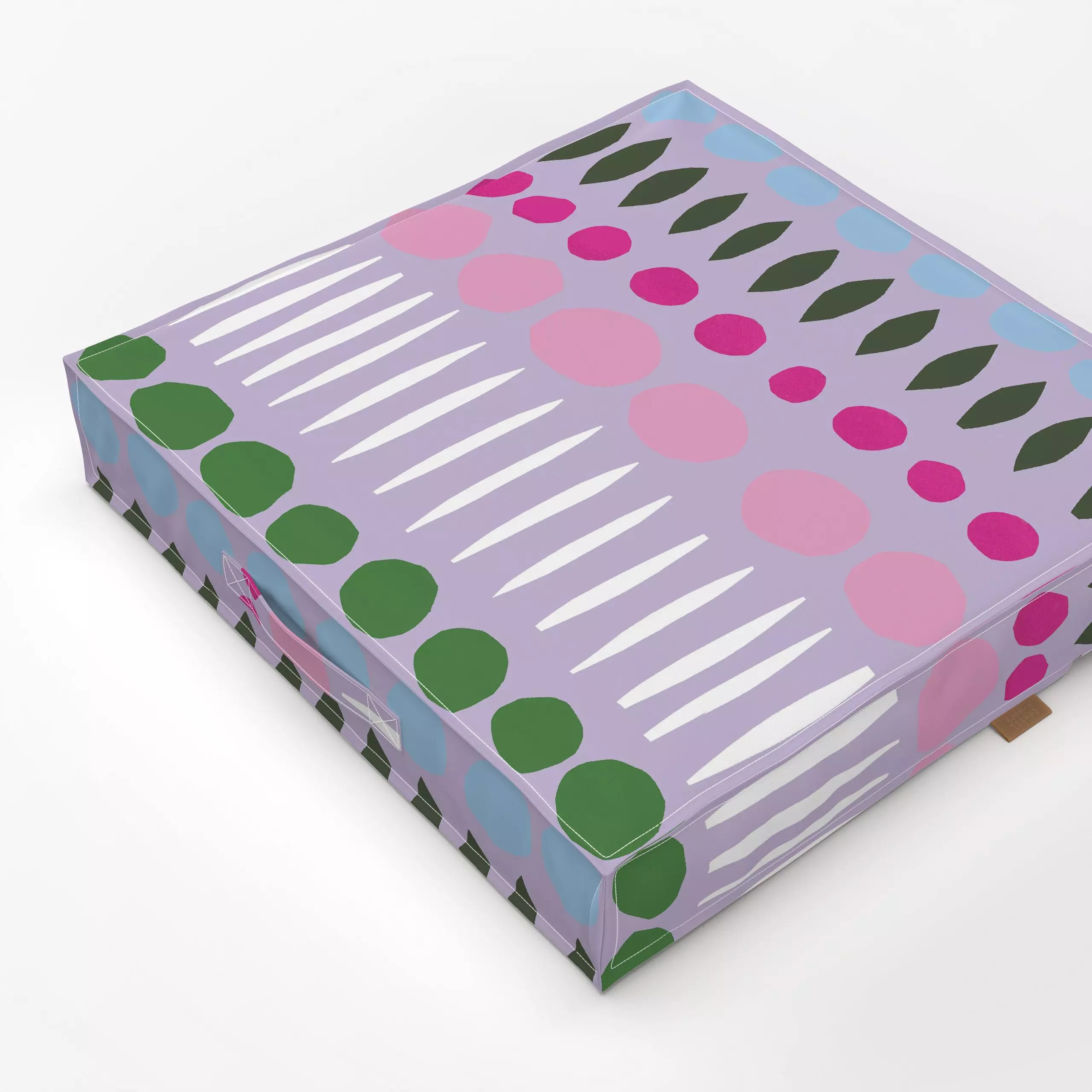 Bodenkissen Pattern Springtime flieder - Symbole & Muster - von „Iris Knabenschuh Textildesign"; Muster, Punkte, Blätter, Ga...