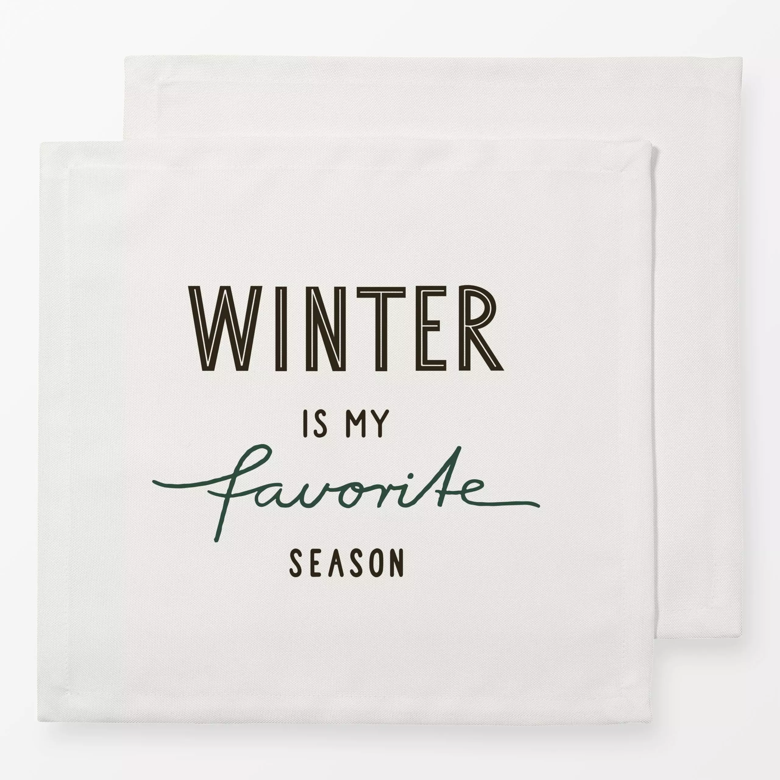 Servietten Winter Season beige braun grün - Sprüche & Schriftzüge, Winter - von „Kathrin Woo"; Weihnachten, modern, Winter, ...