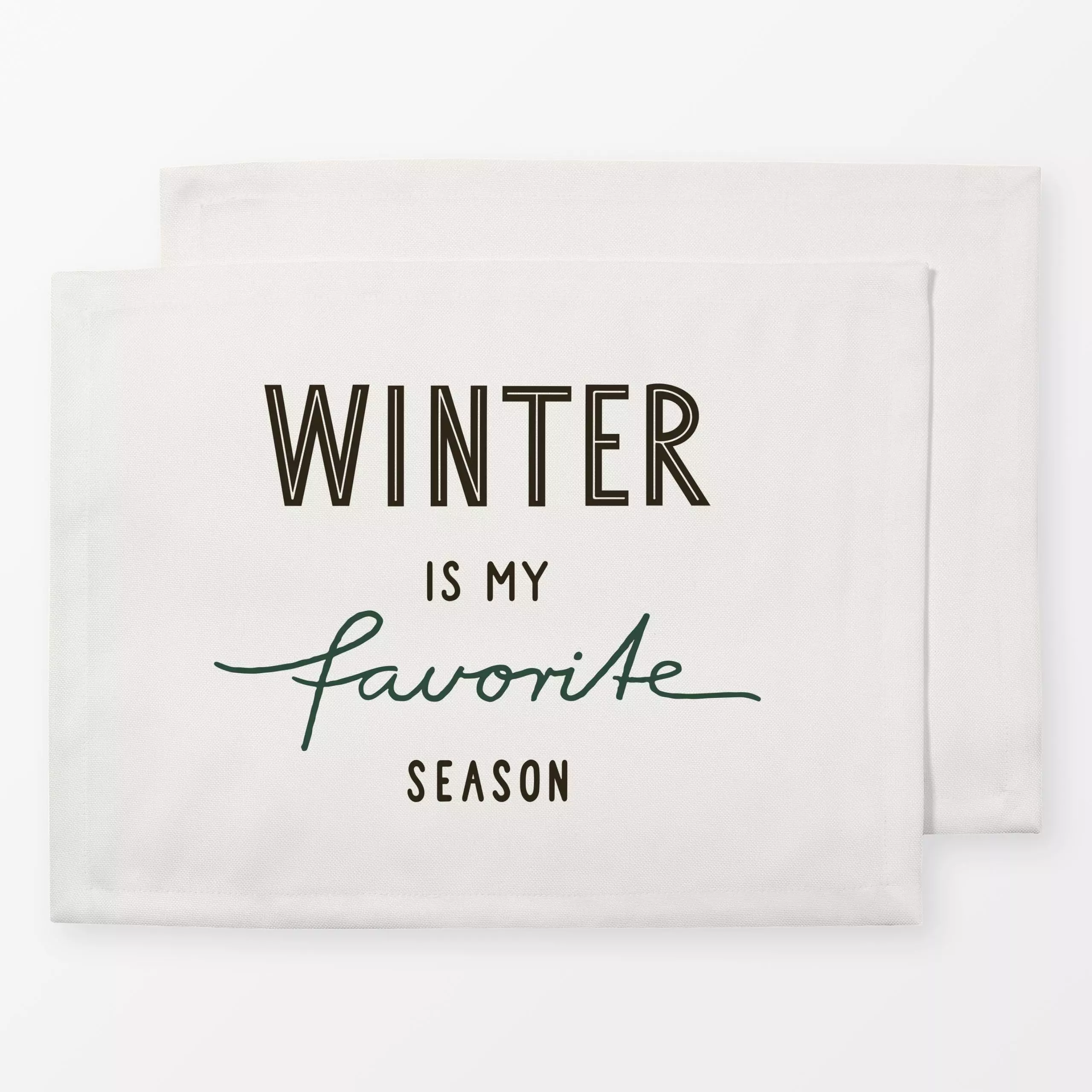 Tischset Winter Season beige braun grün - Sprüche & Schriftzüge, Winter - von „Kathrin Woo"; Weihnachten, modern, Winter, ty...