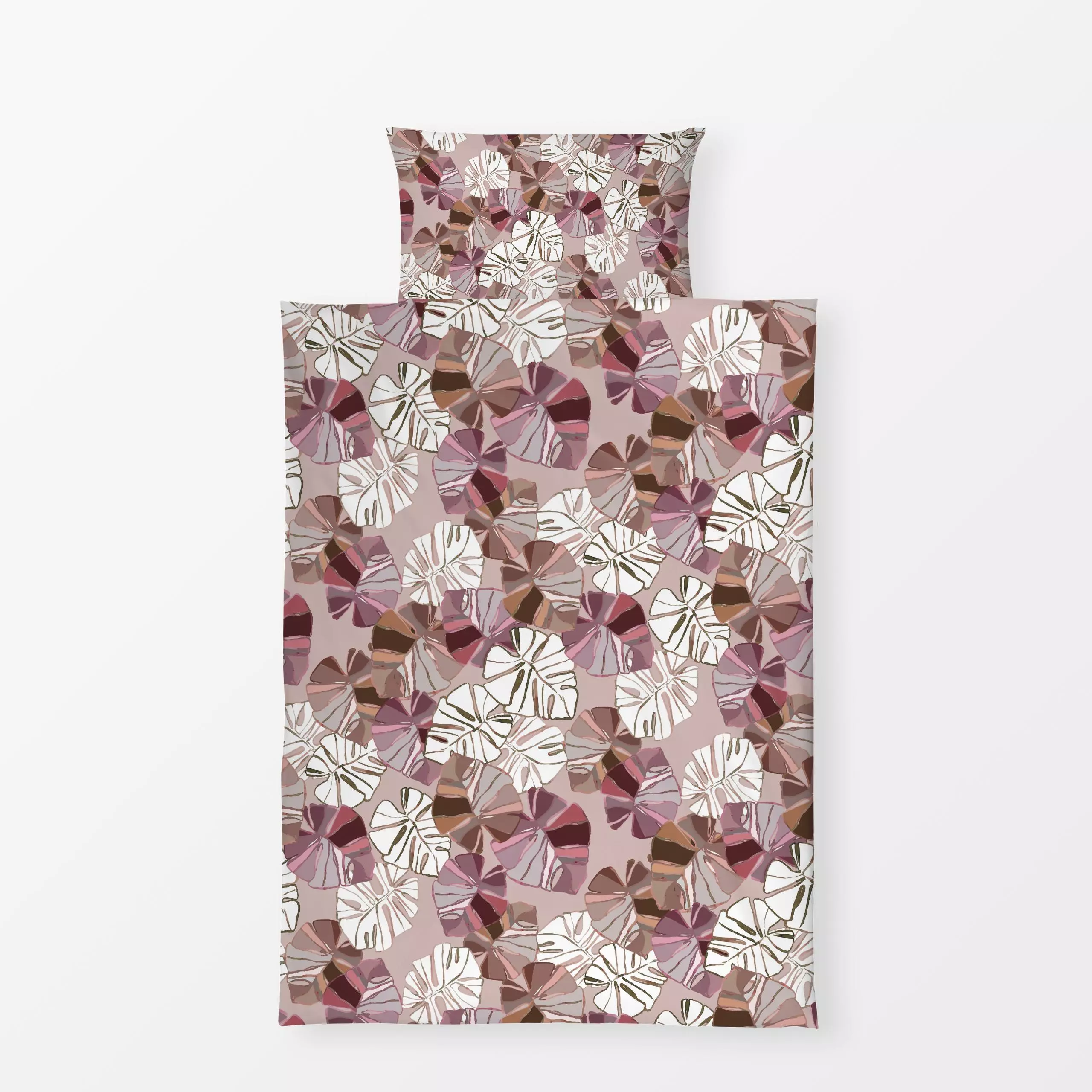 Bettwäsche Monstera Blätter Print - Herbst, Pflanzen & Botanik - von „Danii Pollehn"; rosa, Blätter, Pflanzen, Monstera, bei...
