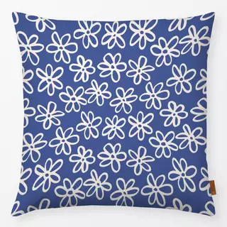 Kissen Blumen Muster Beige Blau