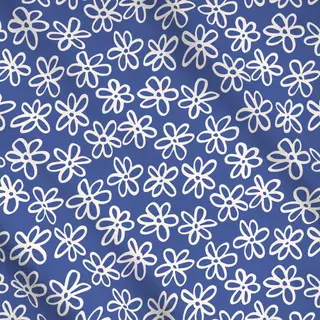 Meterware Blumen Muster Beige Blau