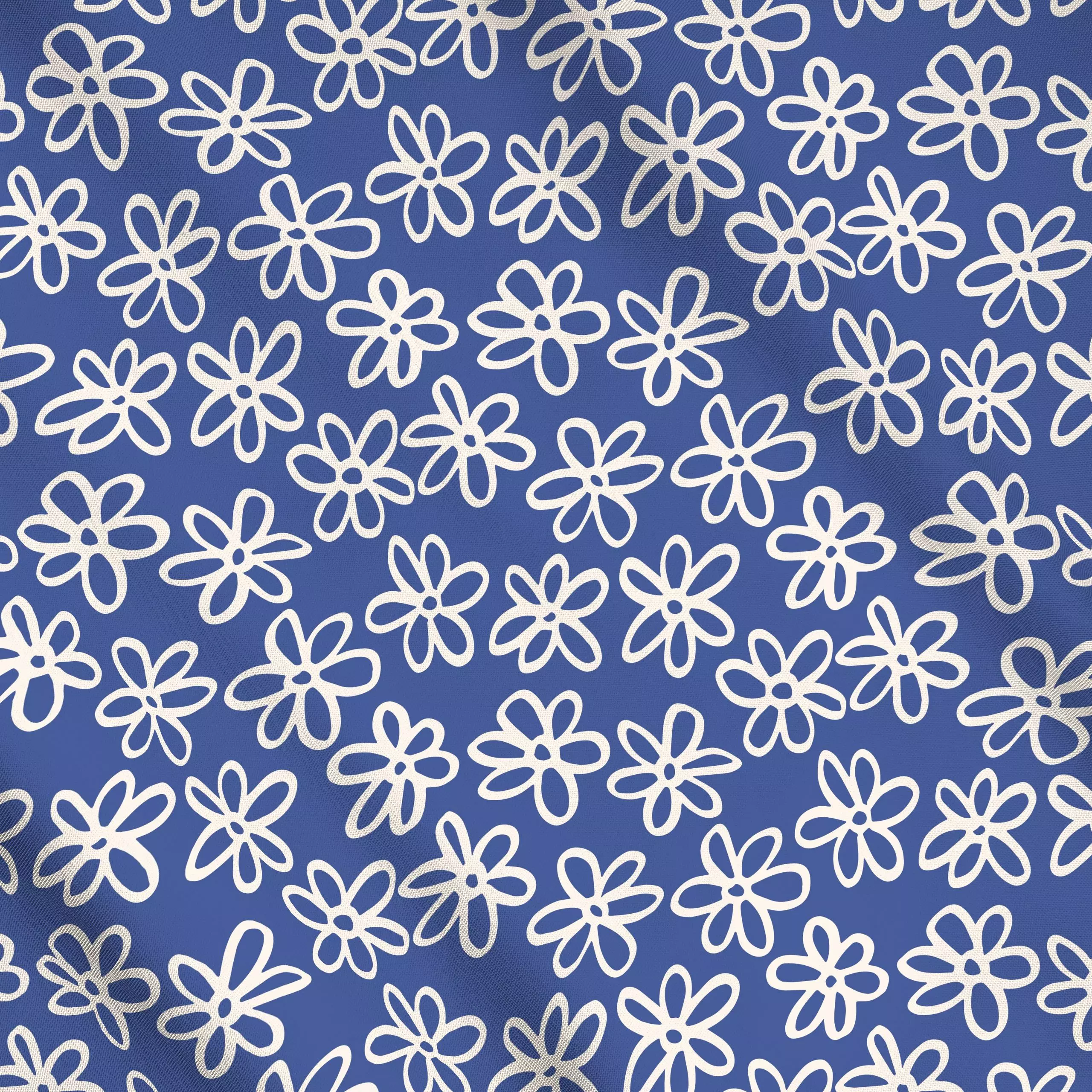 Meterware Blumen Muster Beige Blau - Blumen & Florales, Sommer, Symbole & Muster - von „Kathrin Woo"; minimal, Kinder, moder...