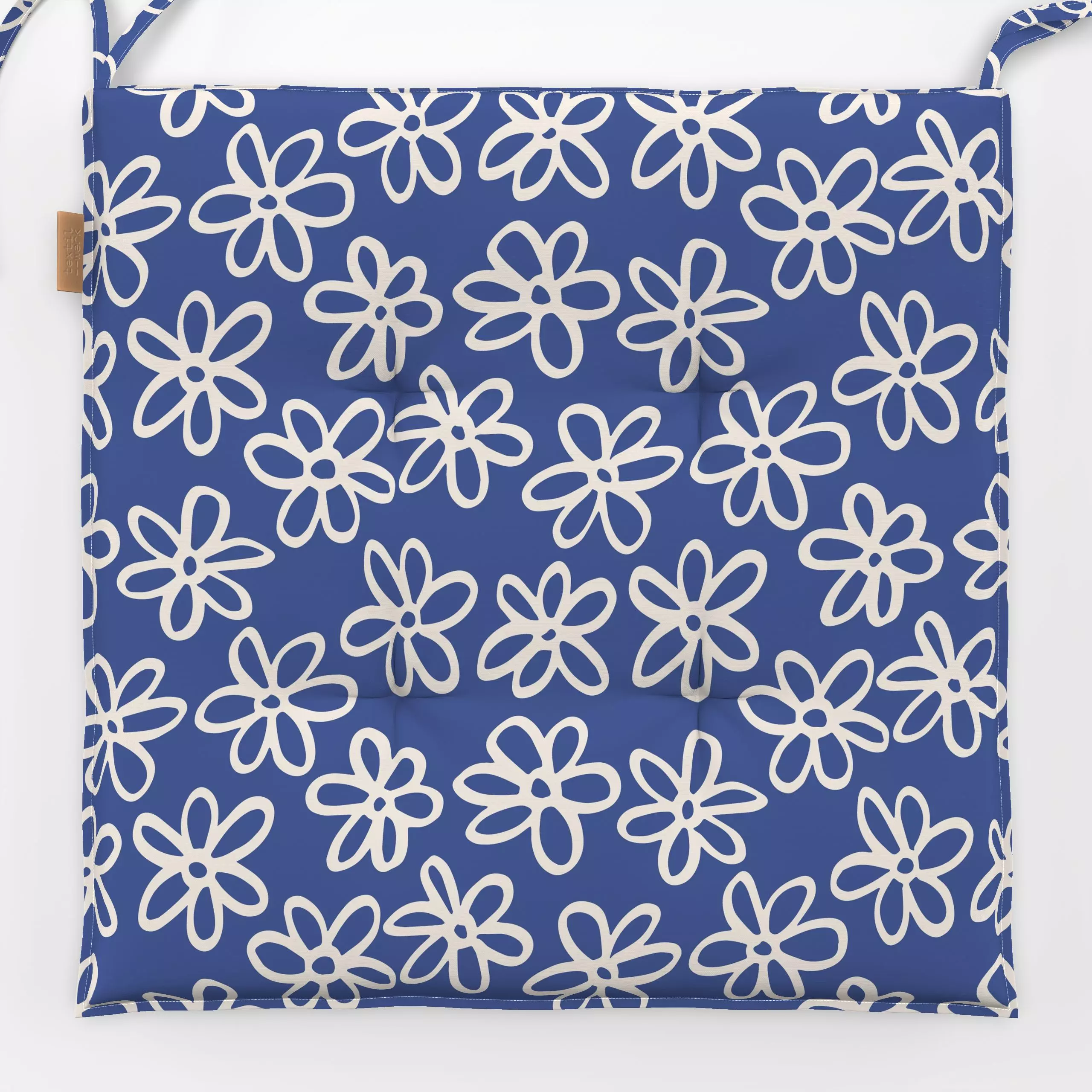 Sitzkissen Blumen Muster Beige Blau - Blumen & Florales, Sommer, Symbole & Muster - von „Kathrin Woo"; minimal, Kinder, mode...