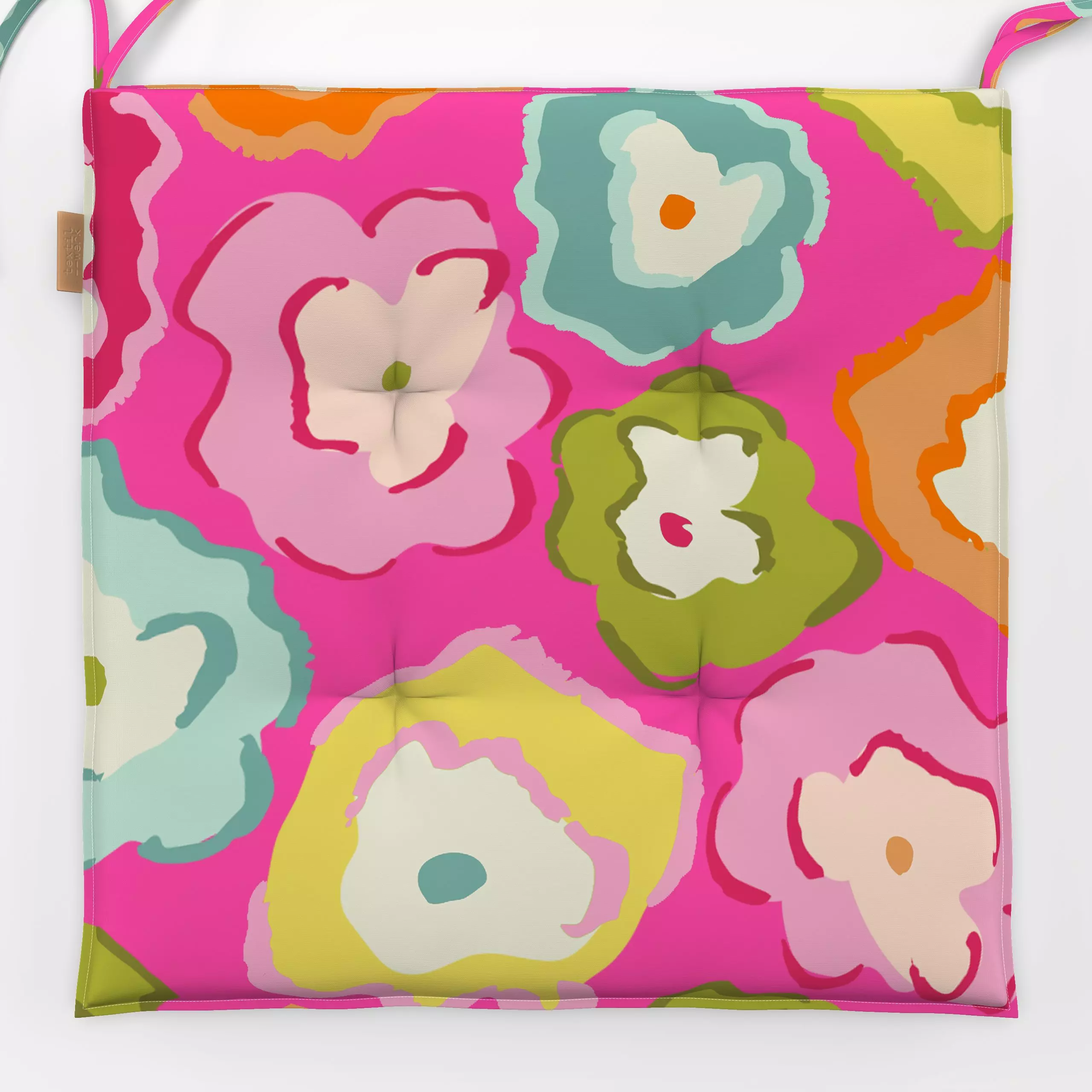 Sitzkissen Pink Flower Sommer Garten - Blumen & Florales, Sommer - von „Uta Naumann"; boho, abstrakt, Blumen, Sommerblumen, ...