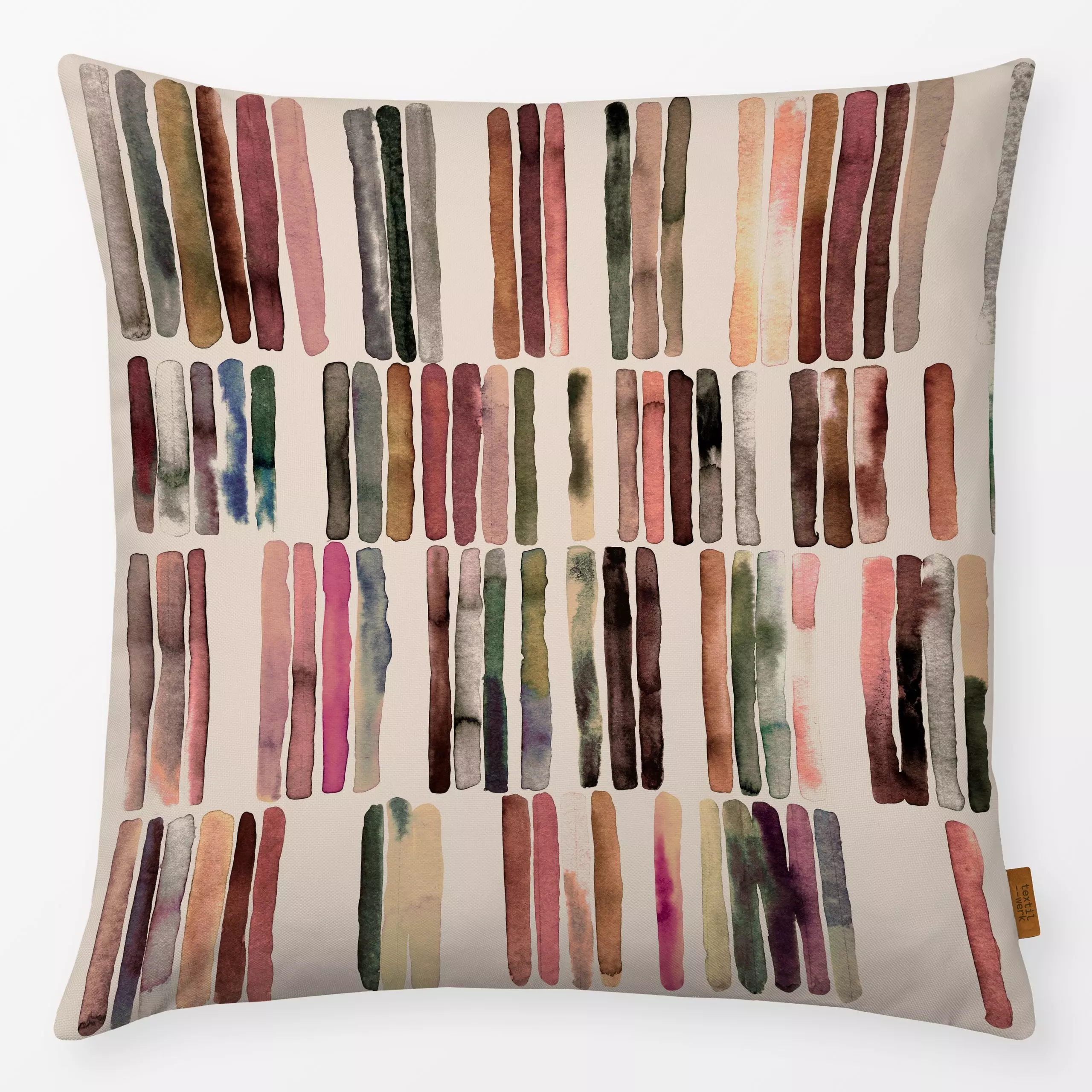 Kissen Herbst Natur Streifen Beige - Herbst, Symbole & Muster, Retro & Vintage - von „Ninola Design "; Aquarell, Linien, Str...