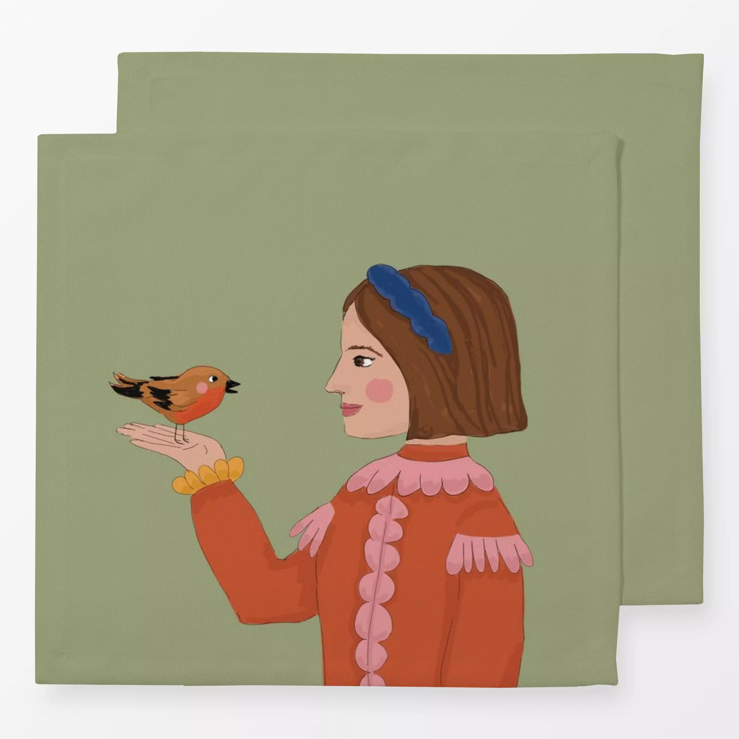 Servietten Das ist Ida - Liebe, Romantik & Pride, Retro & Vintage - von „MIAO"; Illustration, Orange, Vogel, Liebe, Waldtier...