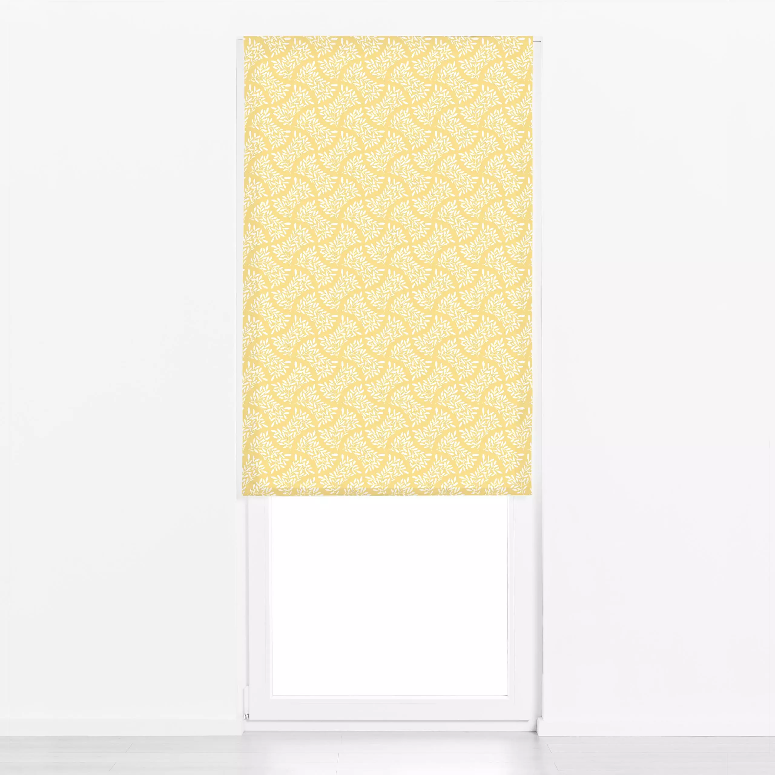 Raffrollo Verzweigt 5 Popcorn-Gelb - Blumen & Florales, Frühling - von „Primus Pattern"; boho, Zweig, Blätter, Sommer, flora...