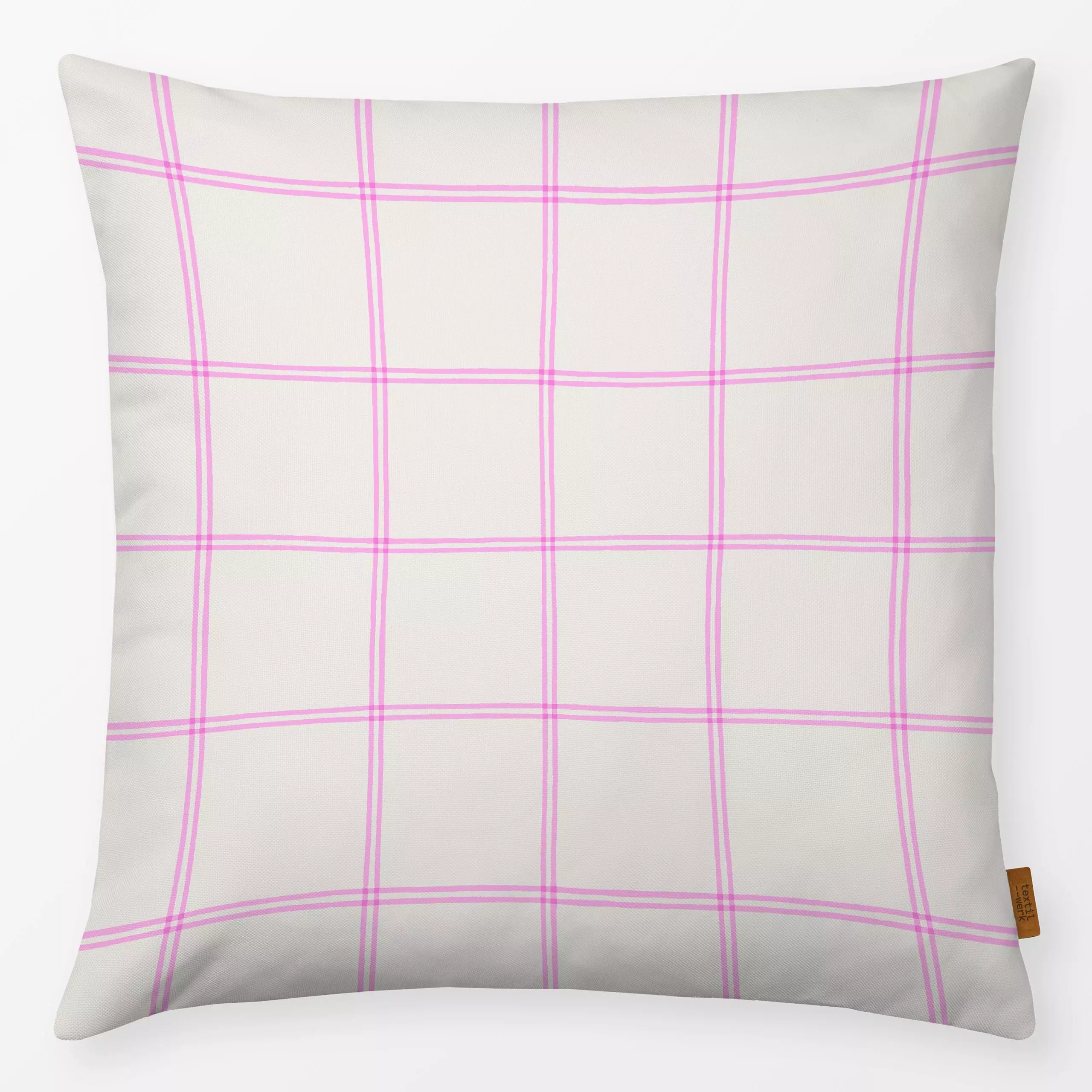 Kissen Karo Pink - Symbole & Muster - von „Studio Kesse"; Linien, Streifen, Ostern, Karo, landhaus, kariert, Streifenmuster,...