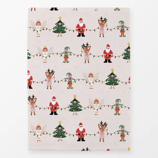 Geschirrtuch Santa und seine Helfer Muster