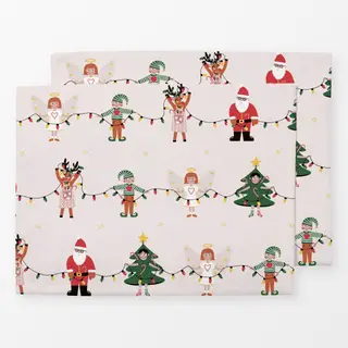 Tischset Santa und seine Helfer Muster