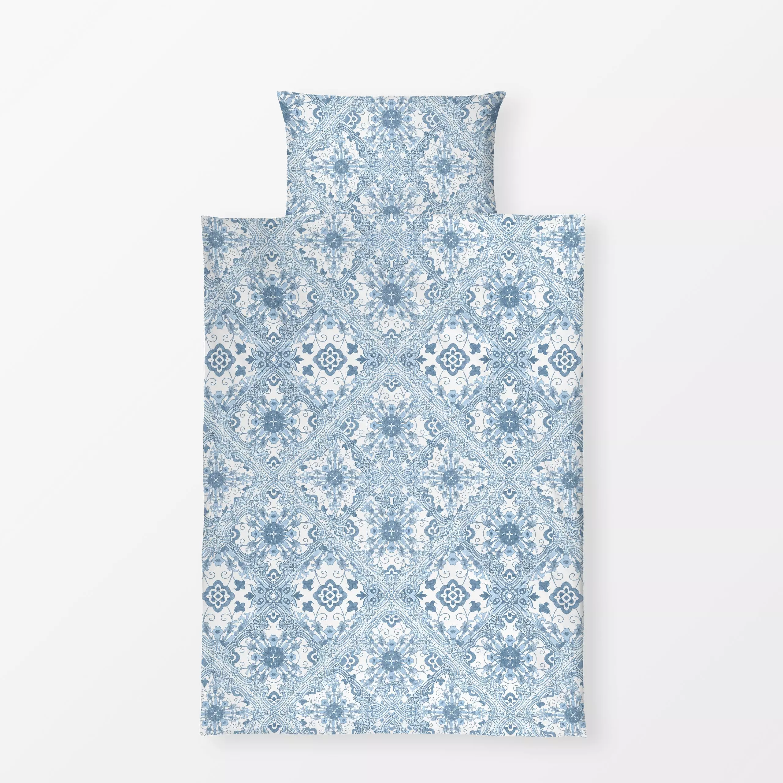 Bettwäsche Baroque Floral Tiles Blau - Symbole & Muster - von „Bloomery Decor"; Blumen, floral, vintage, coastal, fliese, Mi...