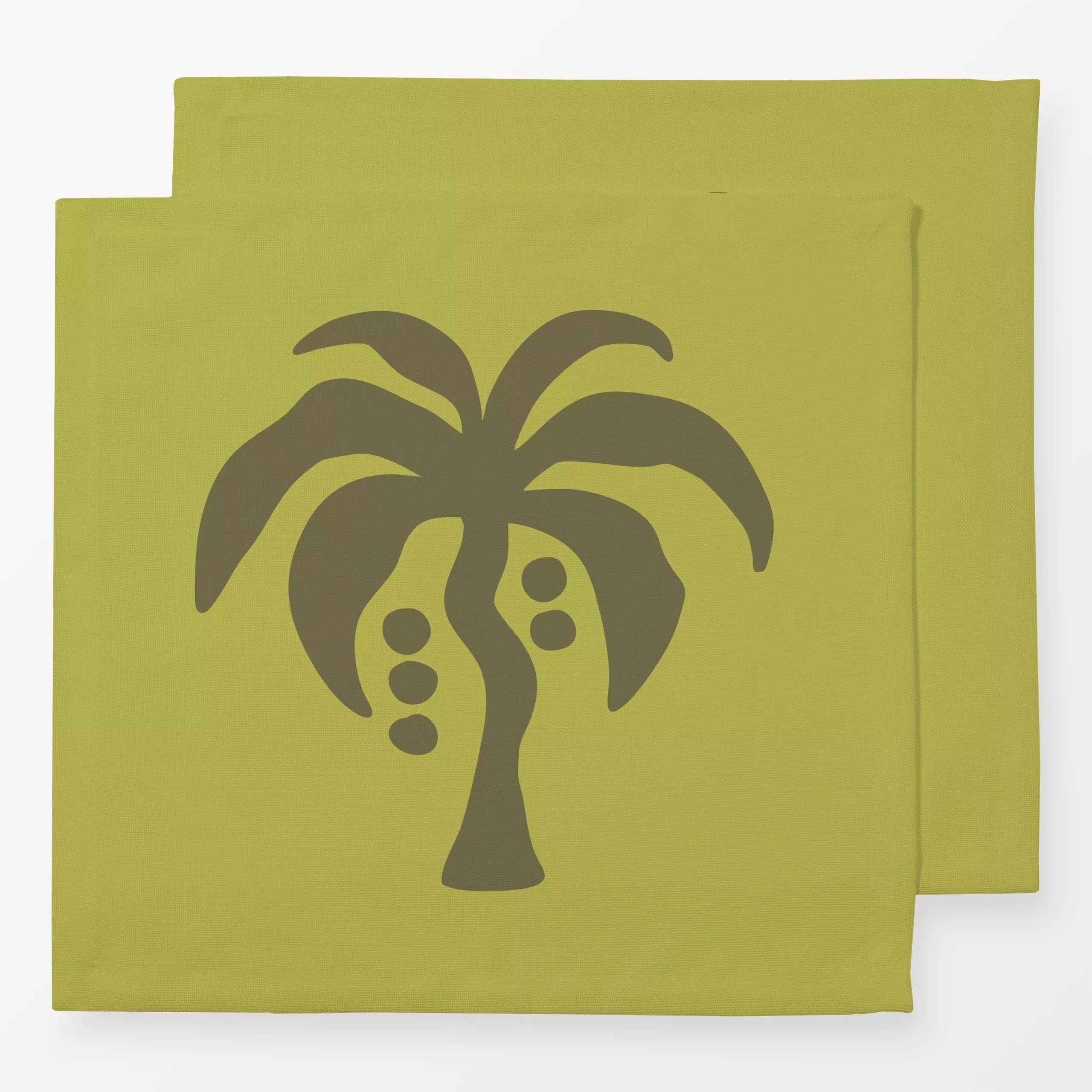 Servietten Palme Grün Wendemotiv - Natur & Landschaft, Sommer, Pflanzen & Botanik - von „textilwerk"; boho, hippie, Retro, W...
