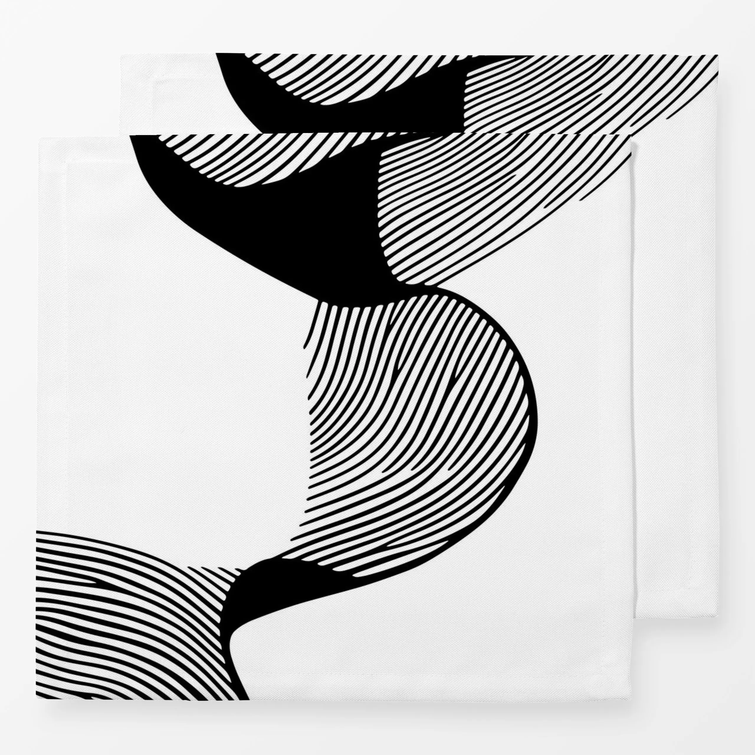 Servietten Schwarze Organische Linien 02 - Symbole & Muster - von „BOUDOIR BOBO"; schwarz, Linien, abstrakt, formen, Weiss, ...