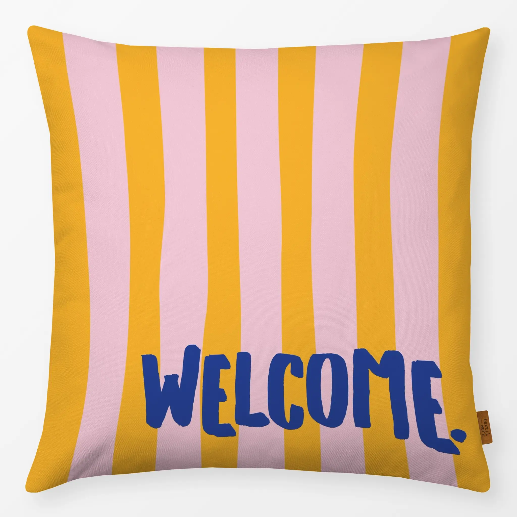 Kissen Kissen Welcome rosa gelb