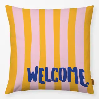 Kissen Welcome rosa gelb