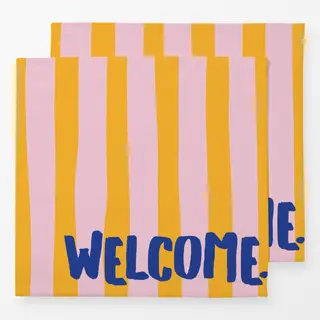 Servietten Welcome rosa gelb