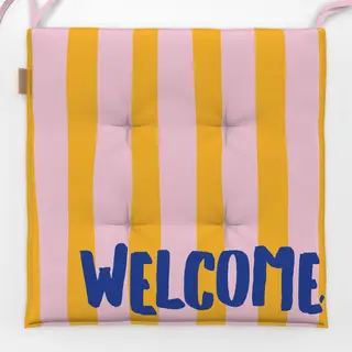 Sitzkissen Welcome rosa gelb