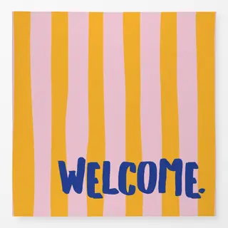 Tischdecke Welcome rosa gelb