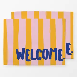 Tischset Welcome rosa gelb