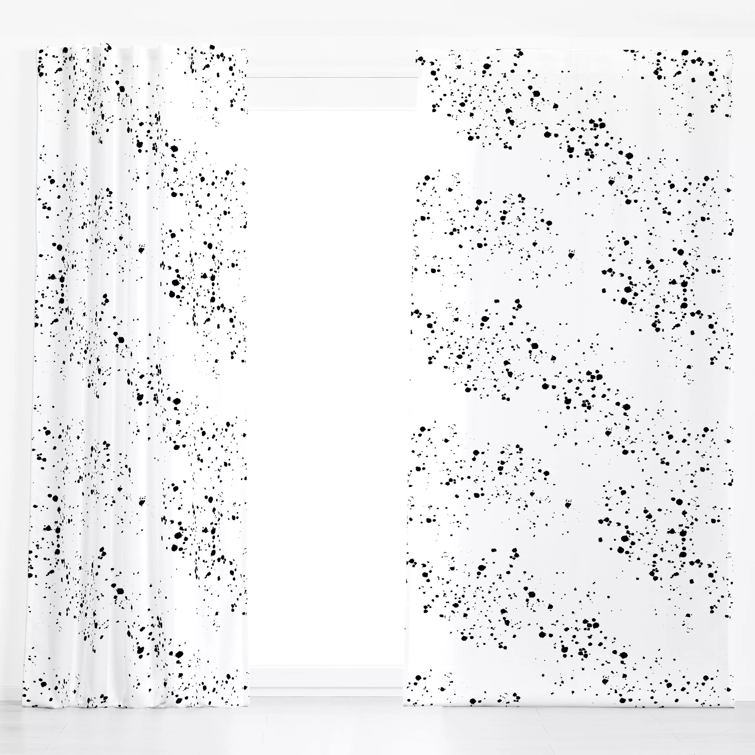 Dekovorhang Kleckse schwarz - Symbole & Muster - von „moDeern Design Studio"; schwarz, minimal, Punkte, skandinavisch, moder...
