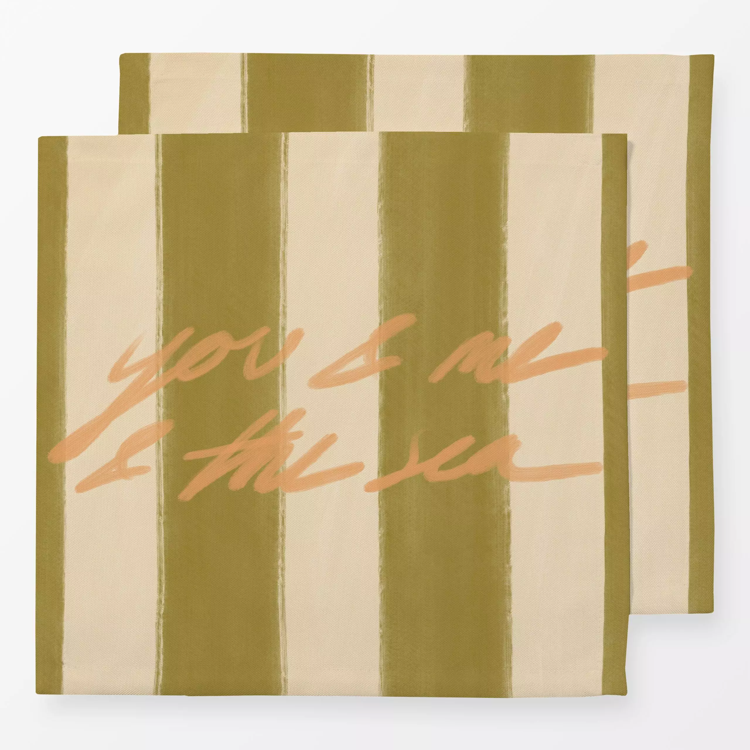 Servietten You & Me & The Sea Stripes - Sommer, Sprüche & Schriftzüge, Symbole & Muster - von „KunstbyStephie"; Pinsel, Retr...