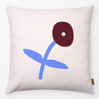 Kissen Blume Blau & Bordeaux