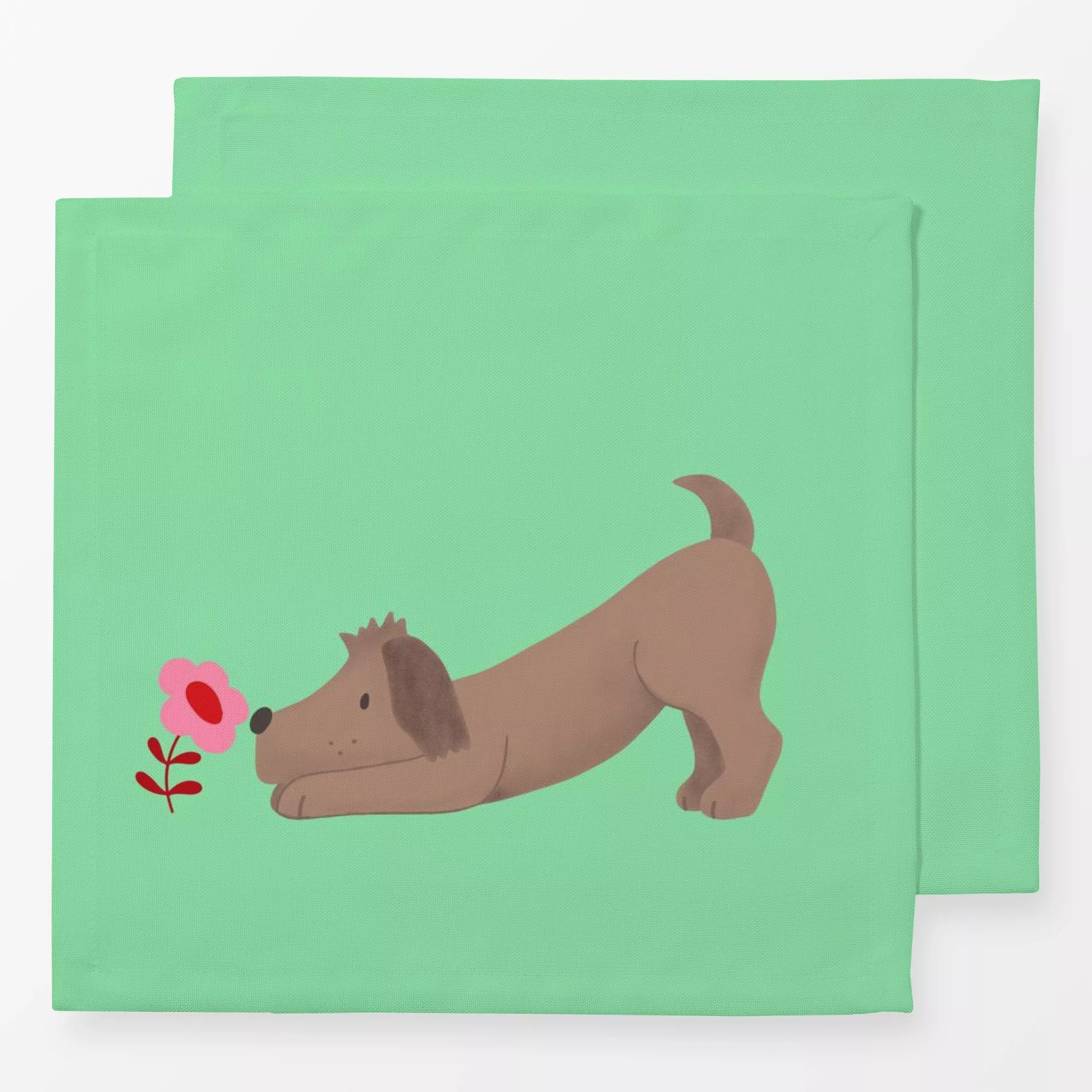 Servietten Frühlingspfoten Hund - Frühling, Kinderzimmer & Motive für Kinder, Tiere - von „Andrea Liesert"; verspielt, farbe...